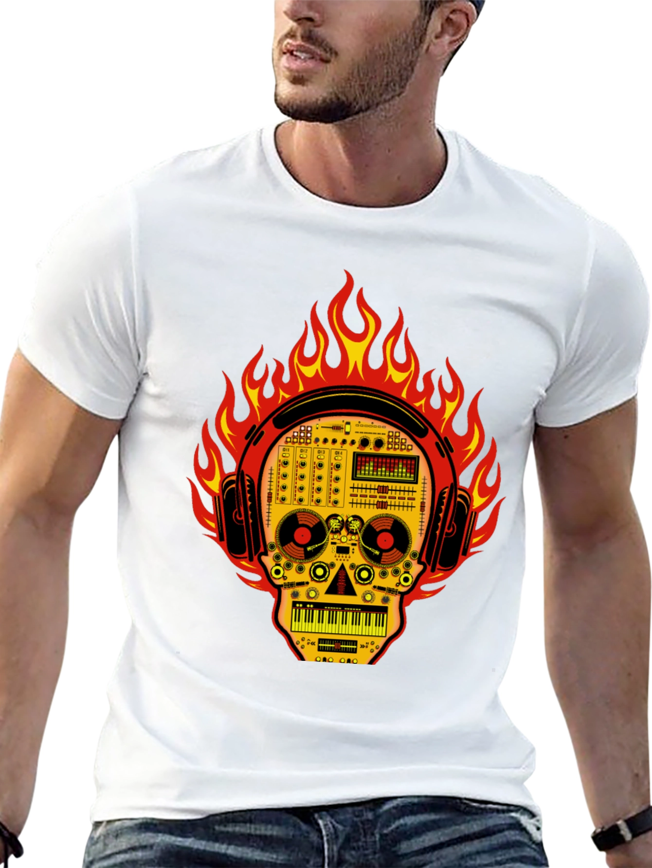 DJ Skull T-Shirt - Fire and Music