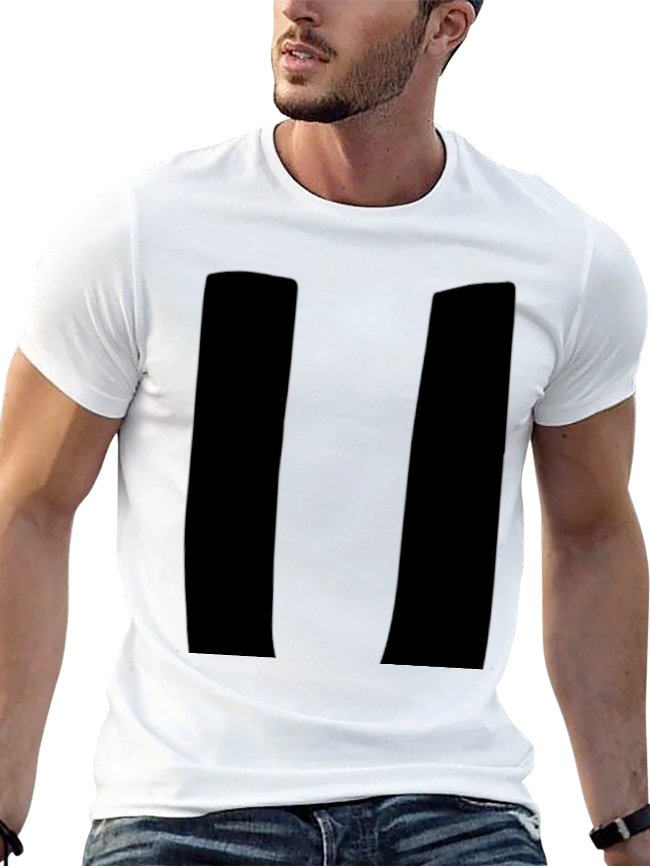 Mens Black Pause Symbol Graphic T-Shirt
