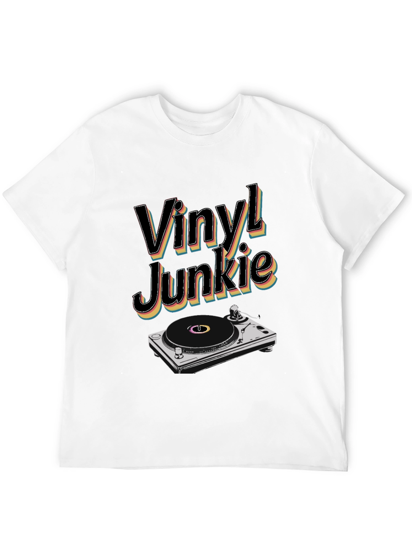 Vinyl Junkie Black T-Shirt Retro Music Lover Tee