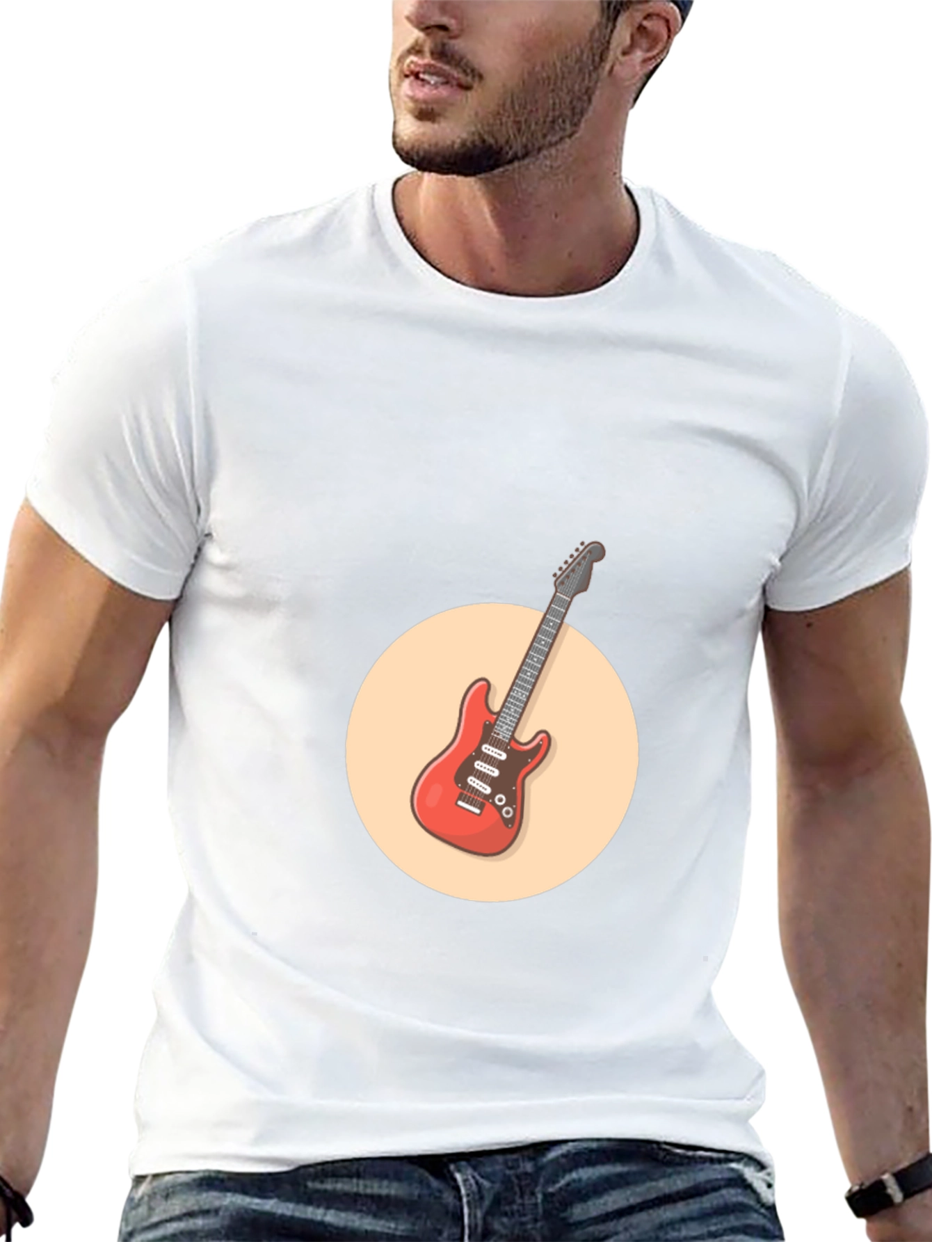 Cool Electric Guitar Graphic Tee - Black Cotton Shirt