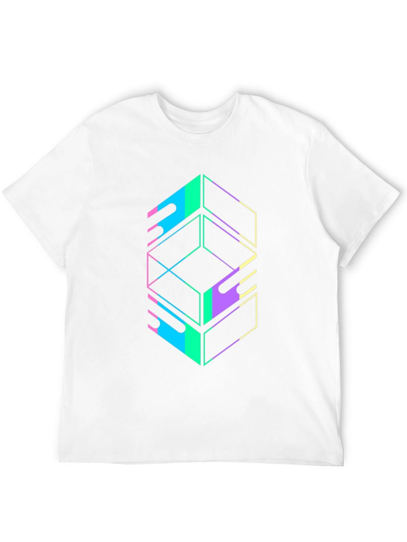 Geometric Graphic Tee - Retro Style Black T-Shirt