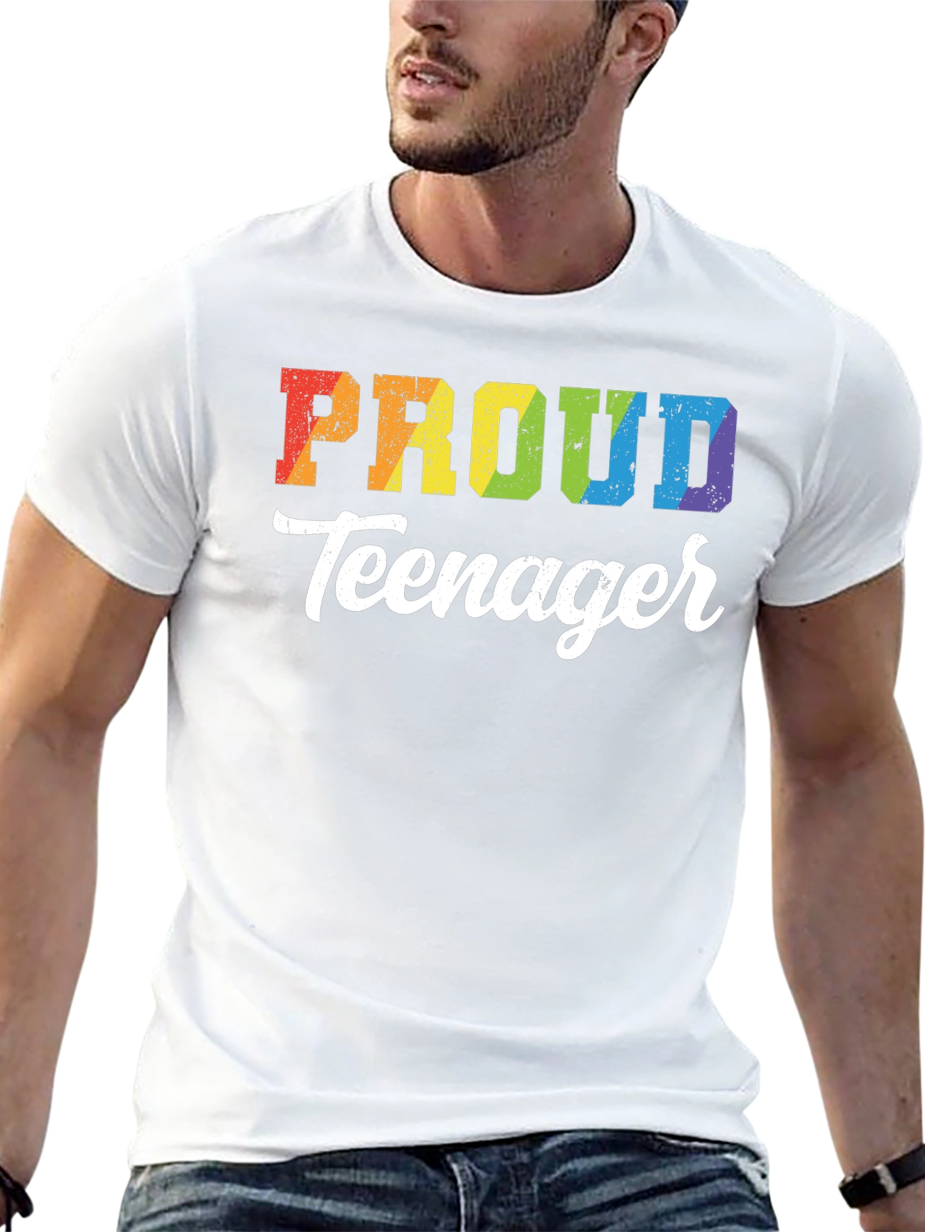Proud Teenager Rainbow Graphic T-Shirt