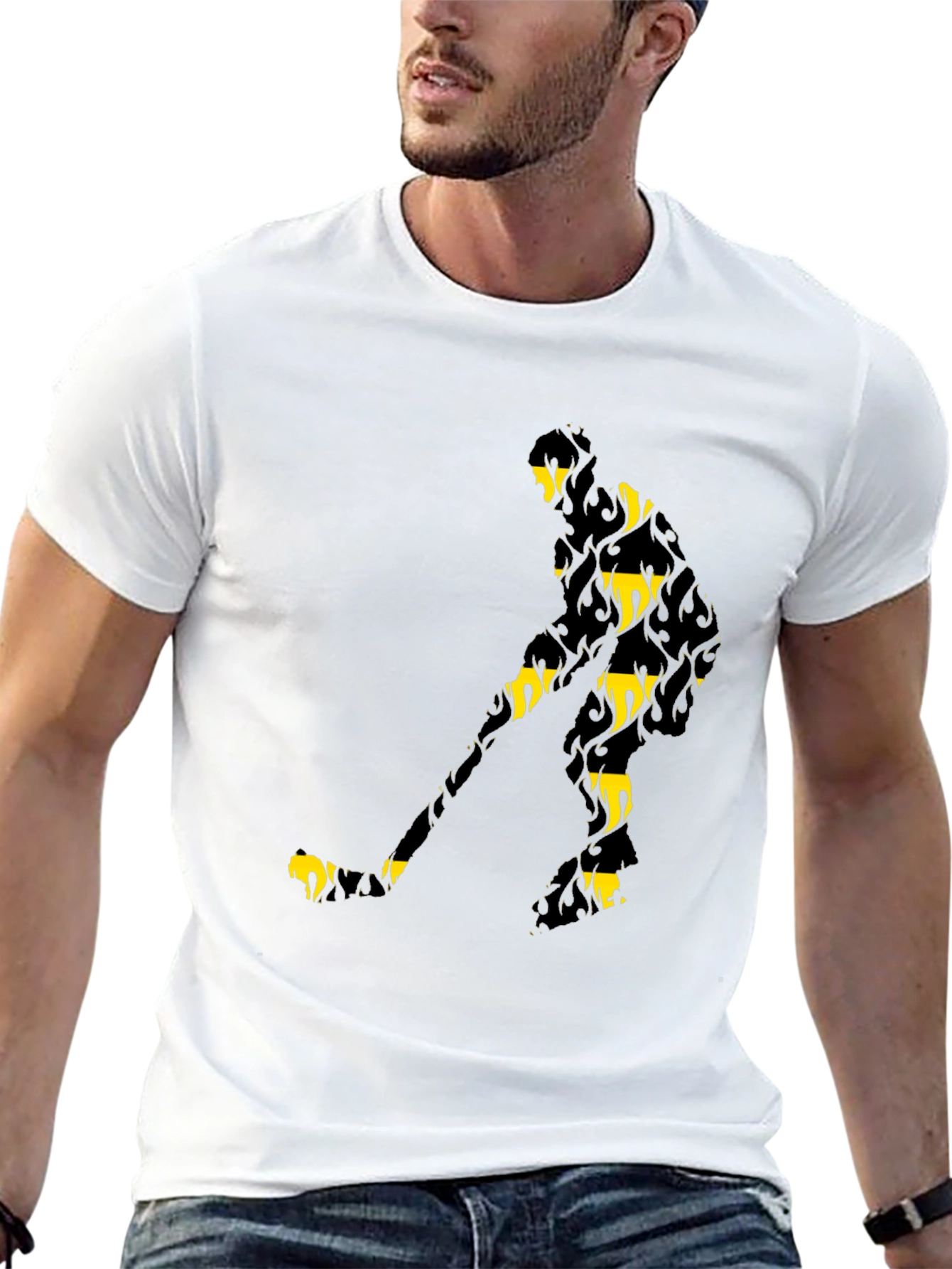 Hockey Player Black Graphic Tee