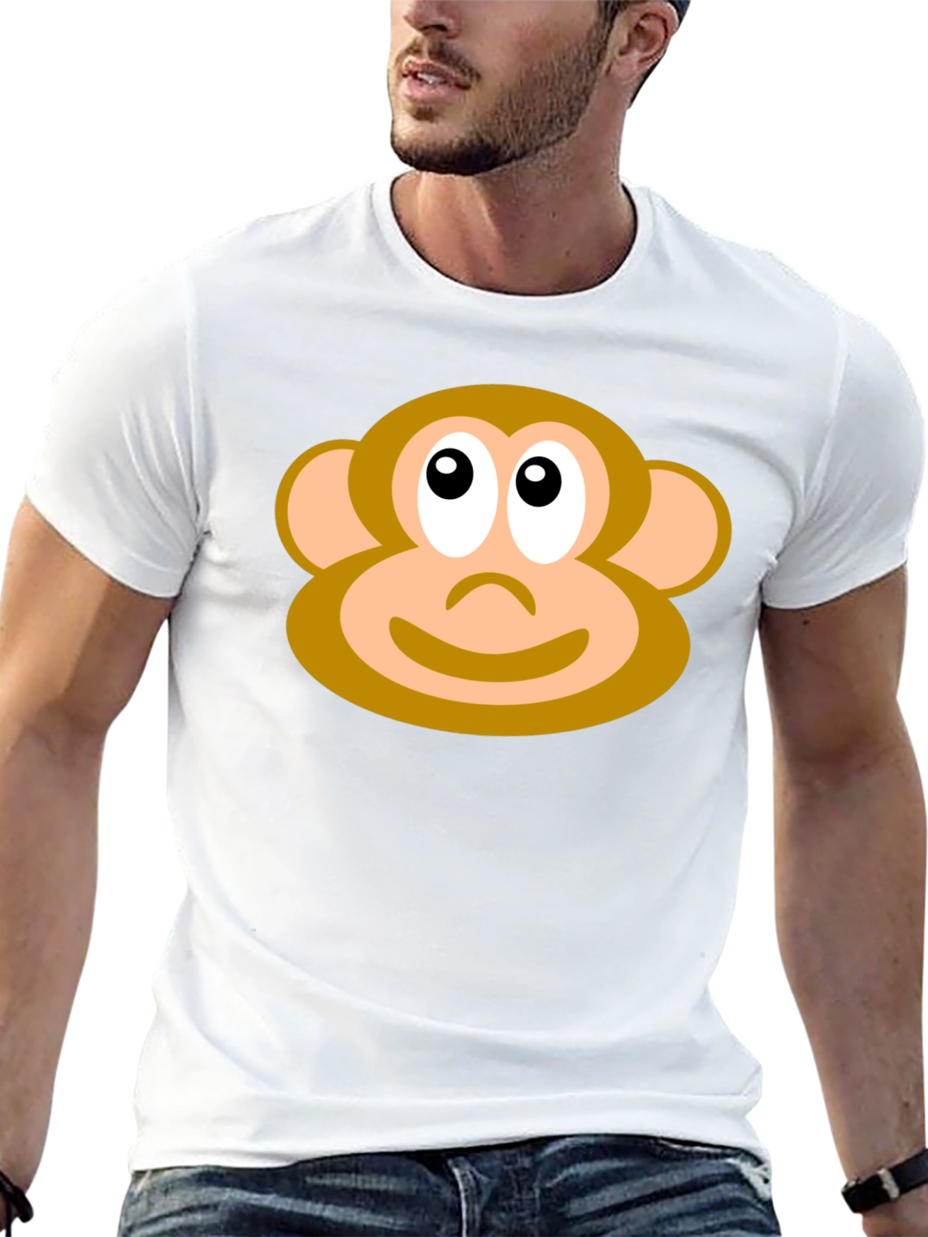 Monkey Face Graphic Tee - Black Casual T-Shirt