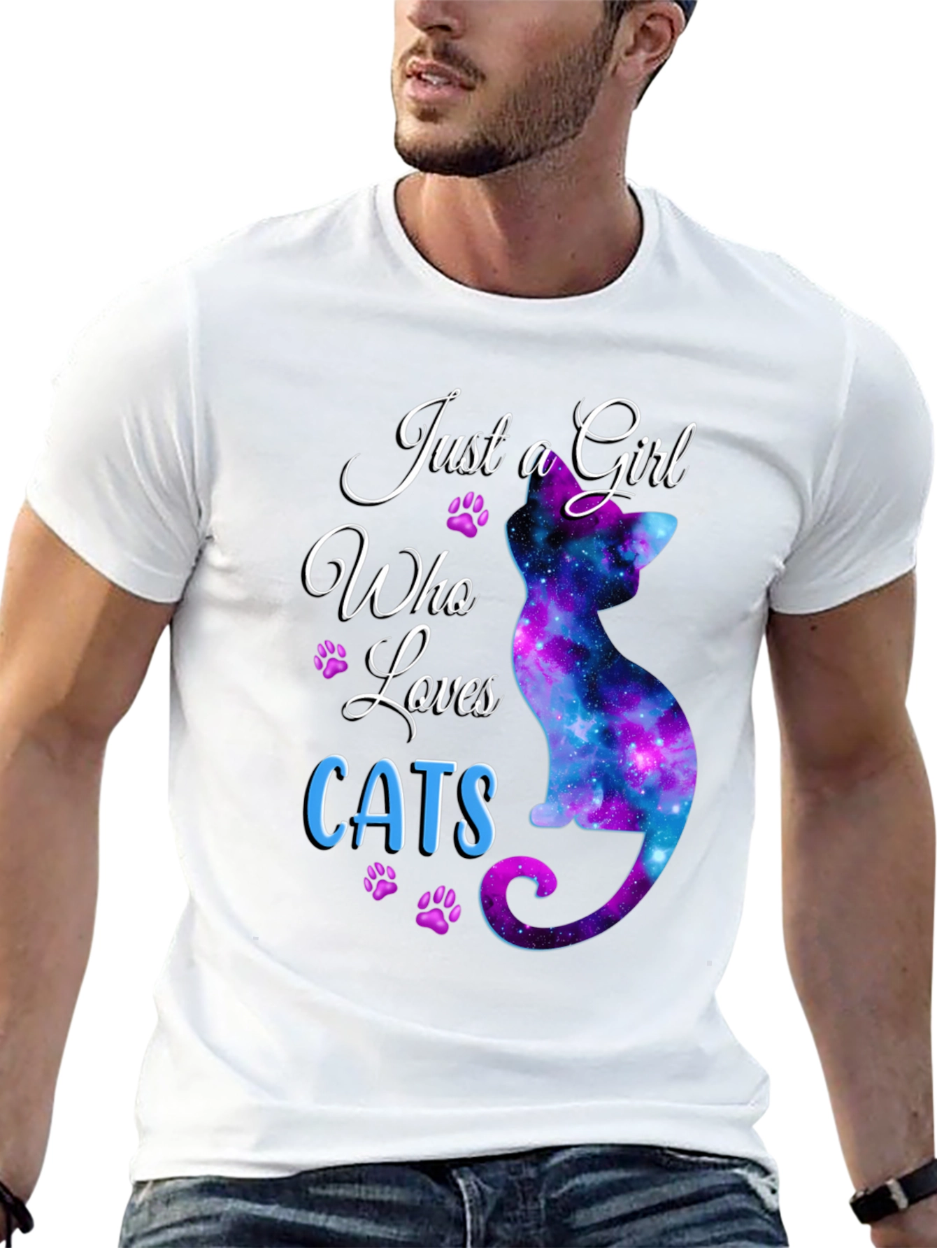 Just a Girl Who Loves Cats Galaxy T-Shirt