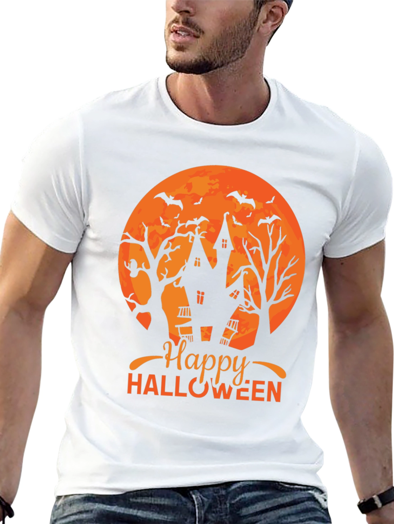 Happy Halloween T-Shirt - Spooky Haunted House Design