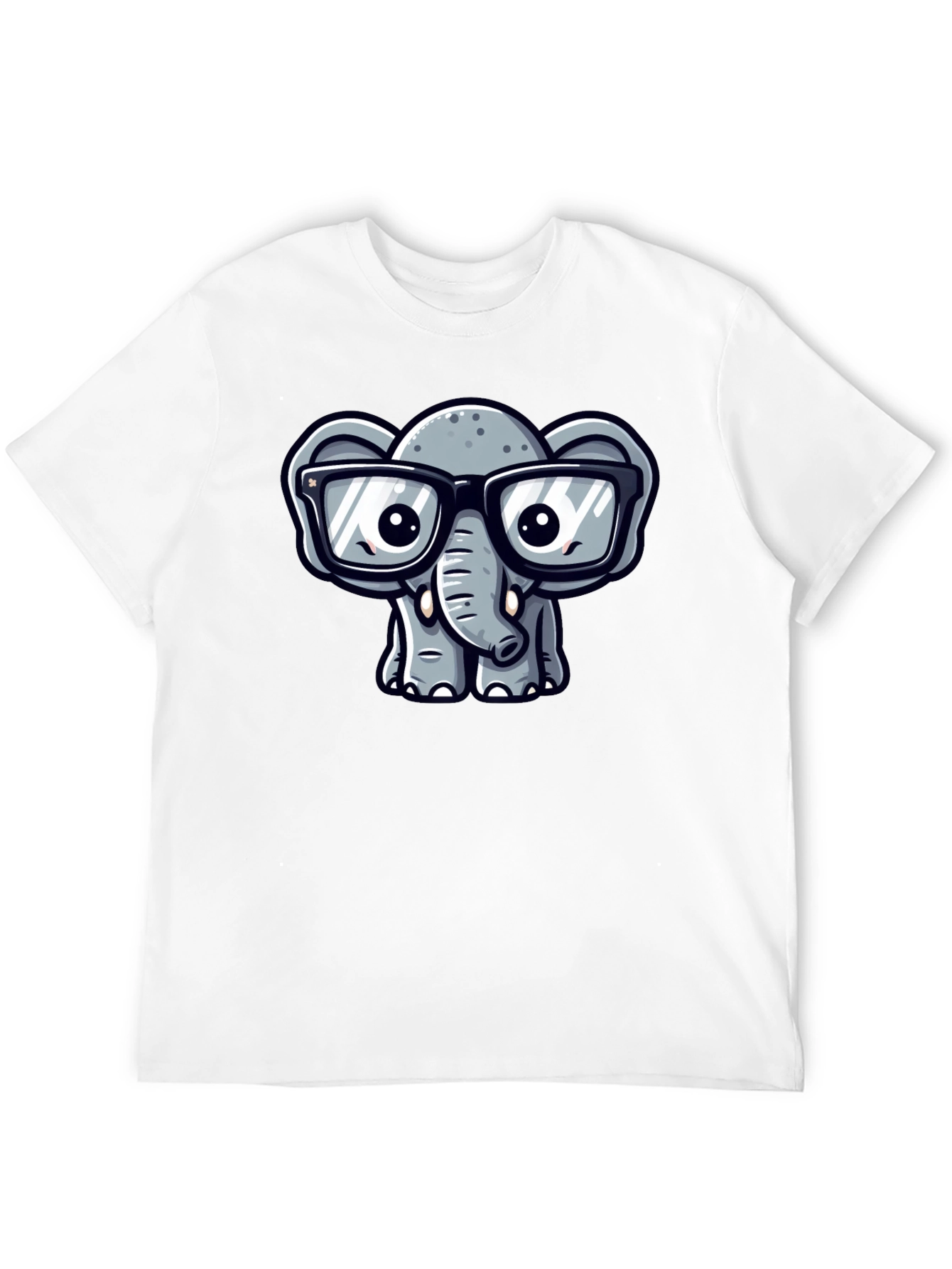 Nerdy Elephant T-Shirt - Cute Cartoon Design