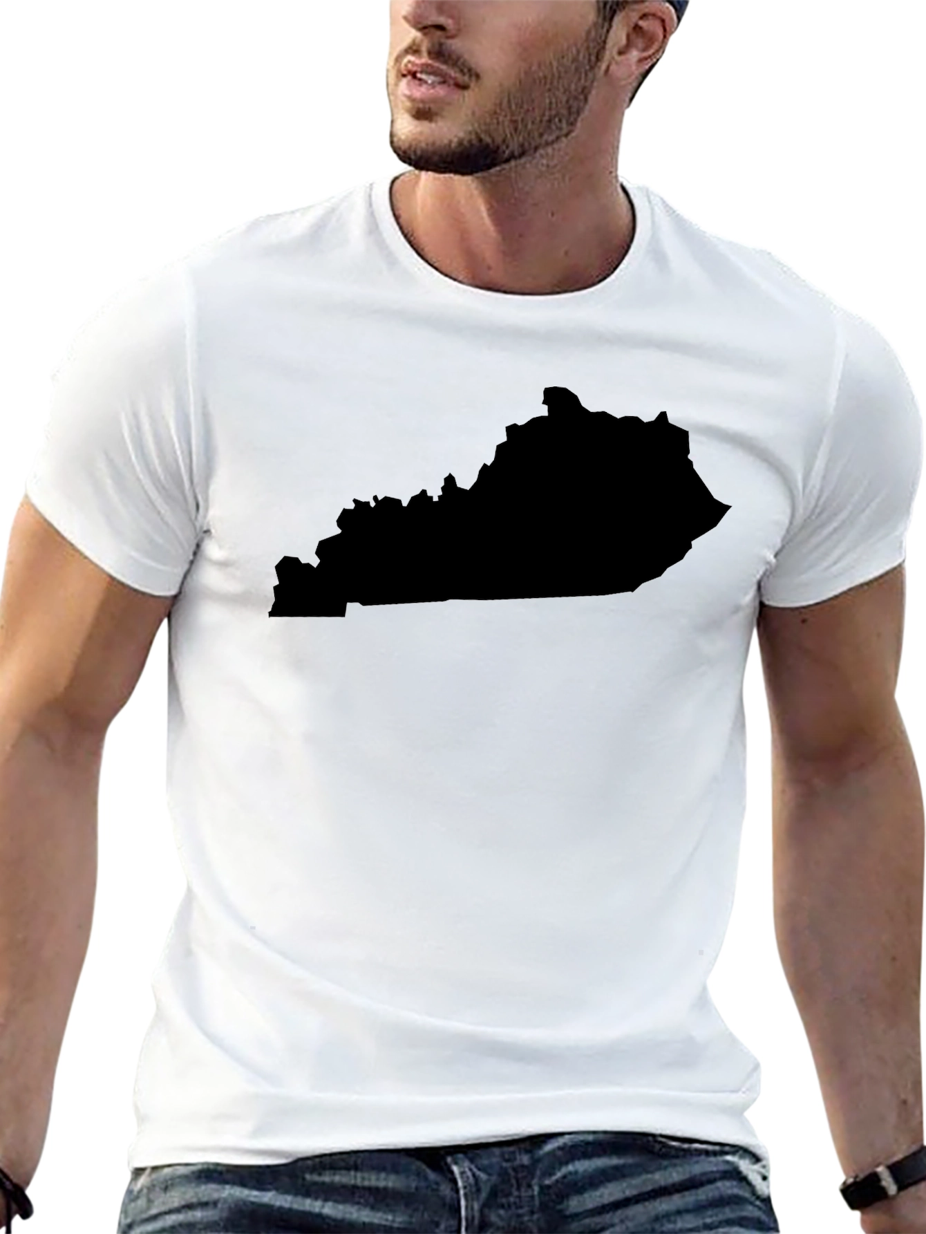 Kentucky State Outline Black T-Shirt