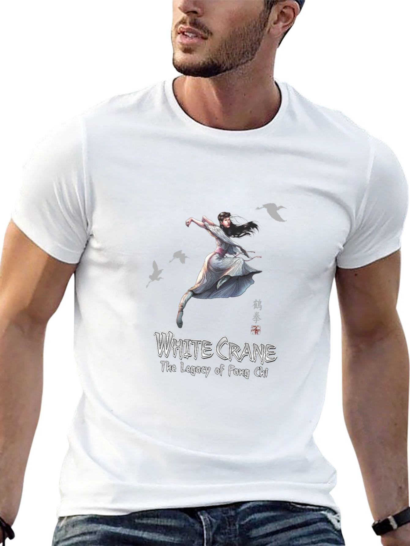 White Crane Kung Fu Graphic T-Shirt