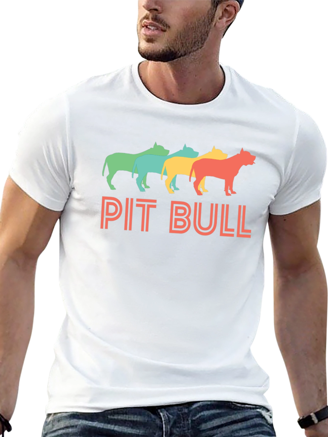 Retro Pit Bull Graphic Tee - Black Cotton T-Shirt