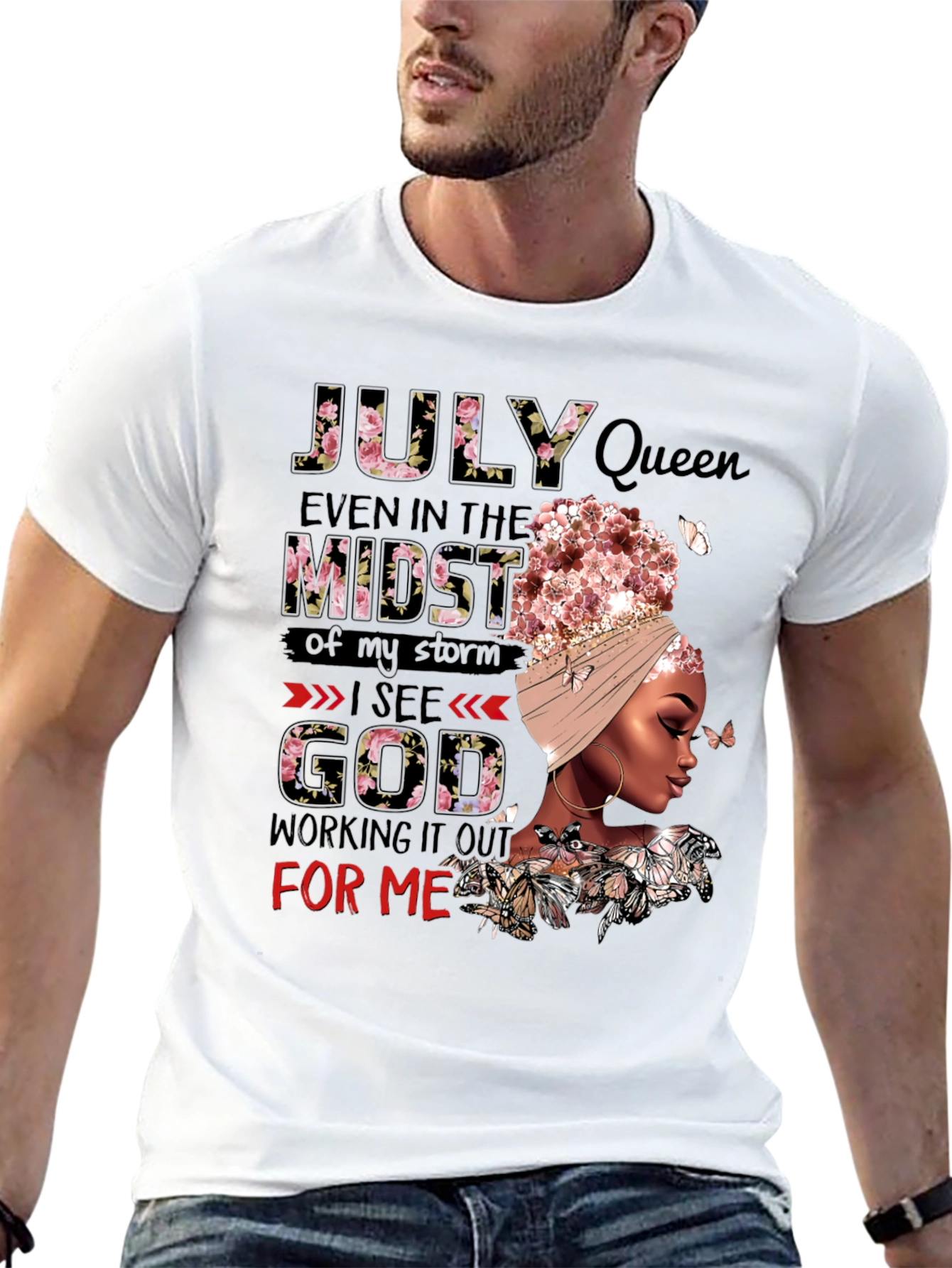 July Queen Floral Graphic Black T-Shirt