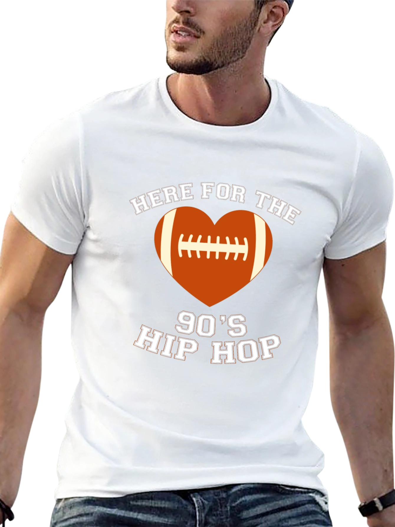 90s Hip Hop Football Heart T-Shirt