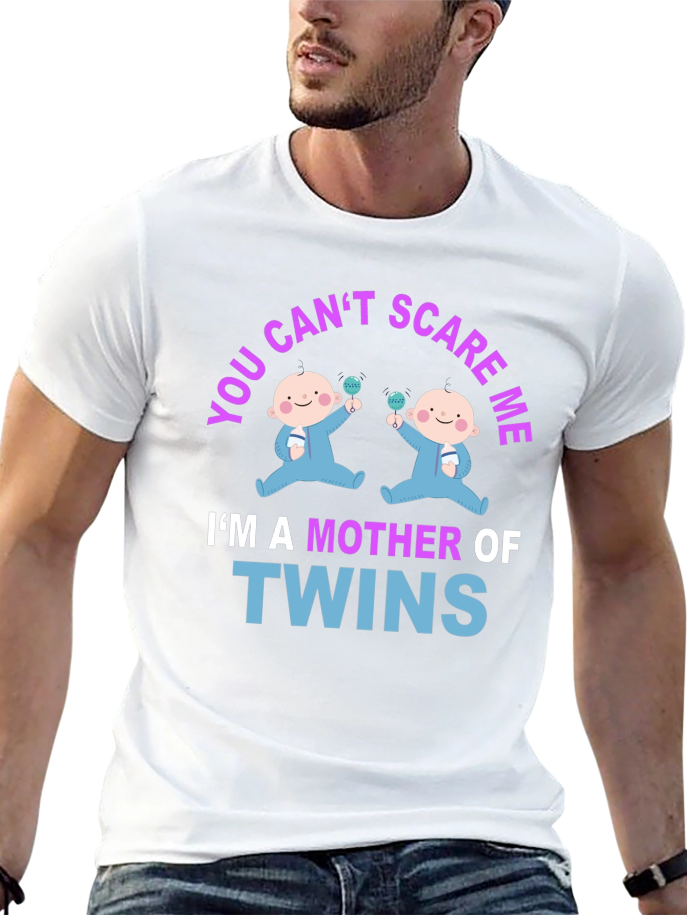 Mother of Twins Graphic Tee - Cute Baby Design