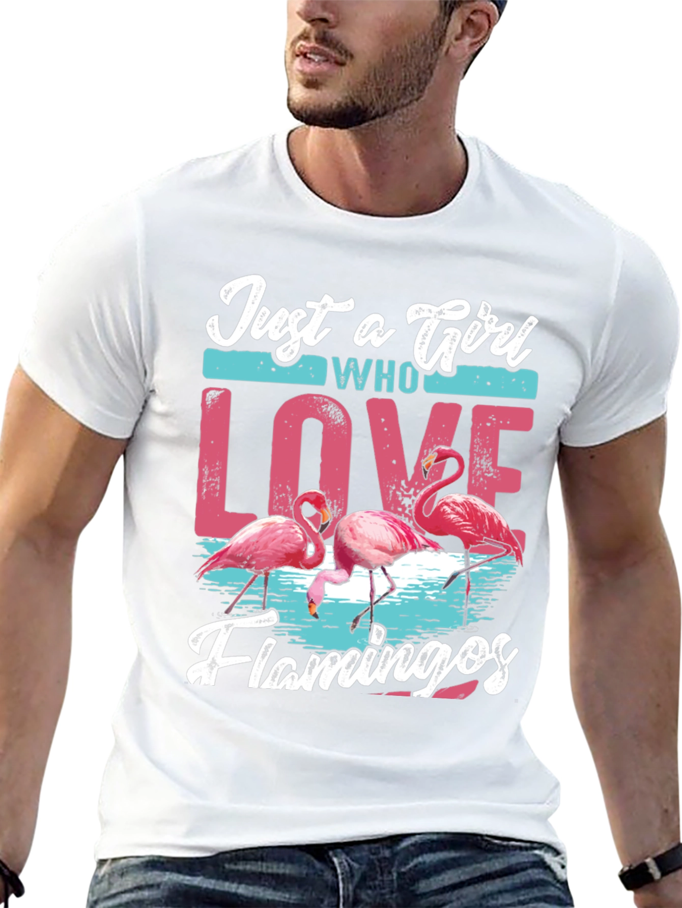 Just A Girl Who Loves Flamingos Black T-Shirt