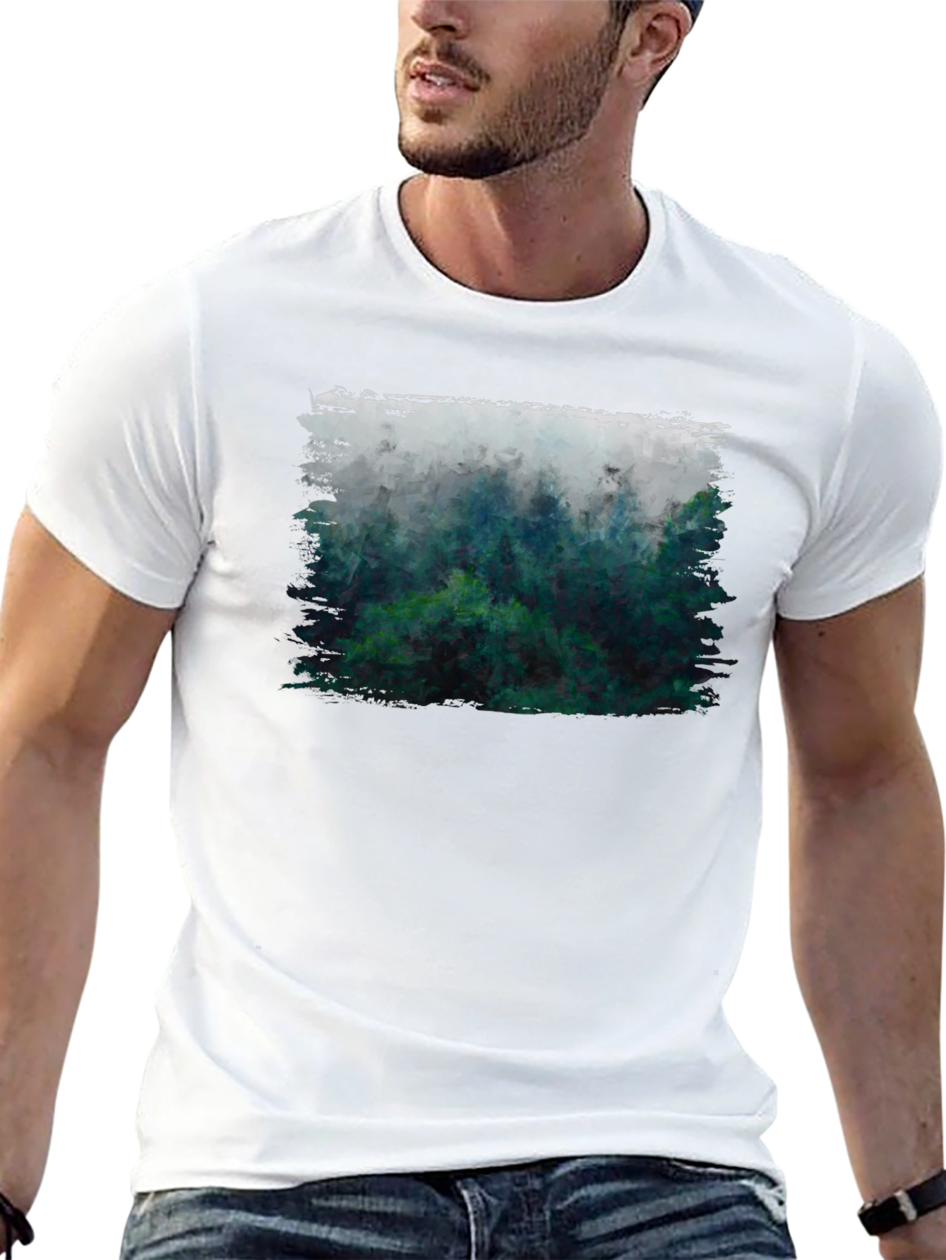 Misty Forest Graphic Tee - Black Cotton Blend