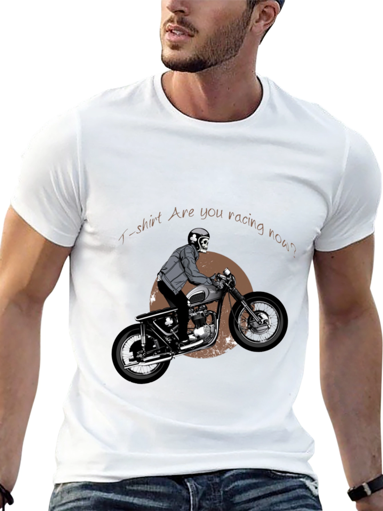Skull Rider Graphic T-Shirt - Are You Racing Now?