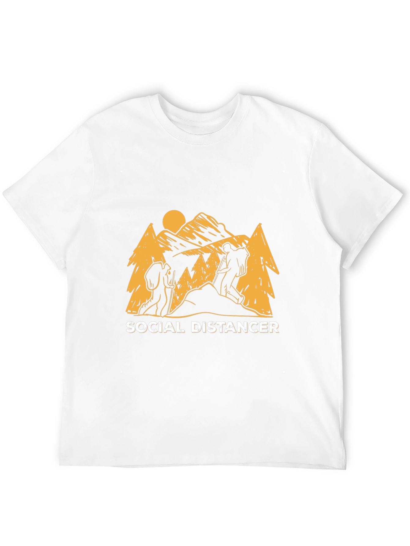 Social Distancer Hiking Graphic Tee - Black Cotton Blend