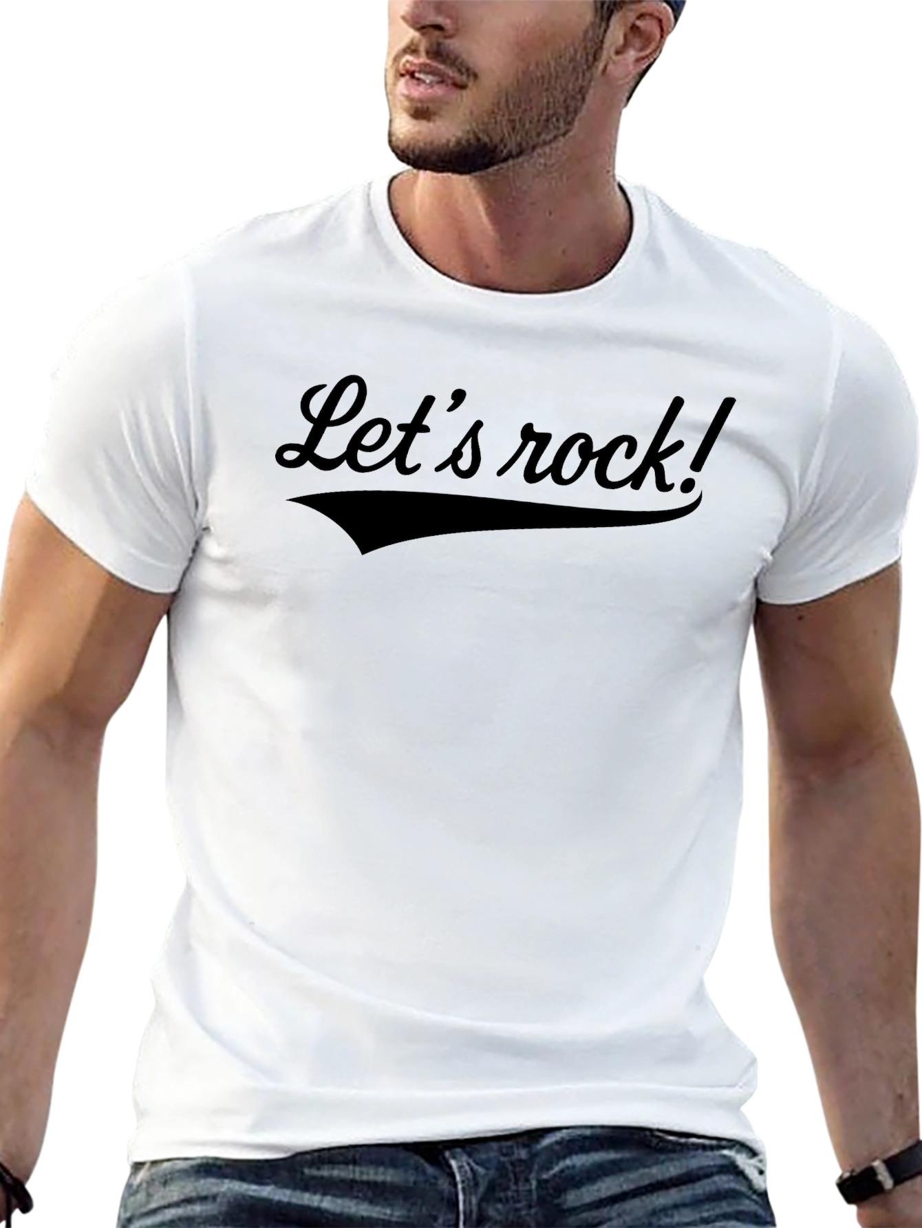 Lets Rock! Mens Black Graphic T-Shirt