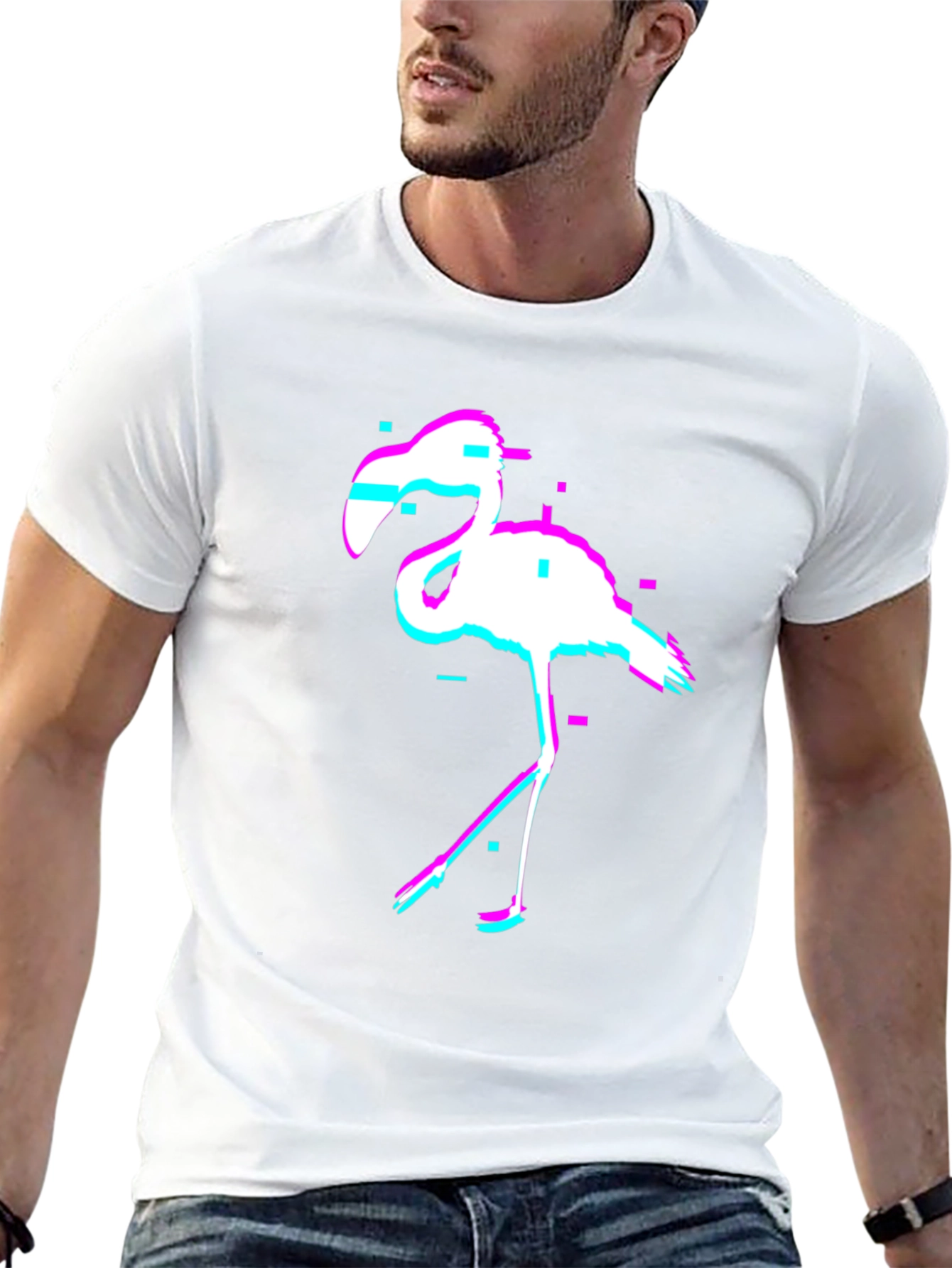Glitch Flamingo T-Shirt - Modern Graphic Tee