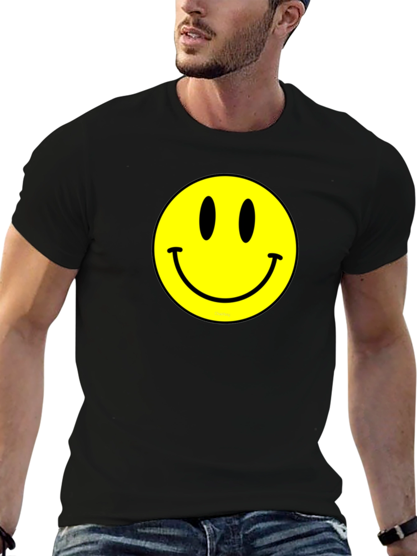 Classic Smiley Face Graphic Tee - Black