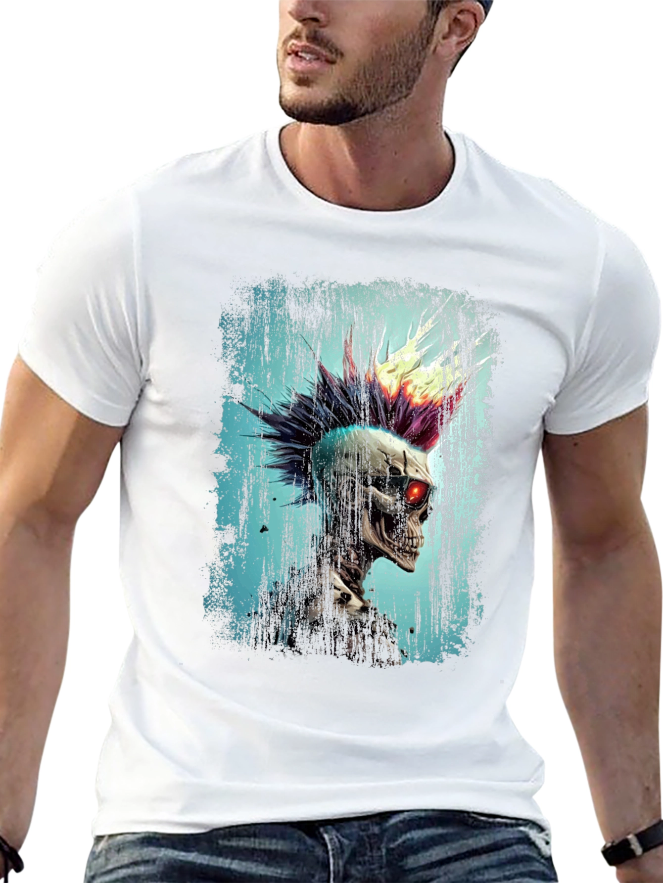 Punk Skeleton Graphic Tee - Edgy Style