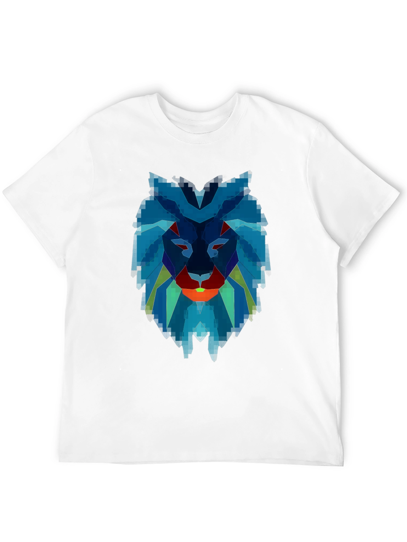 Geometric Lion Graphic Print Black T-Shirt