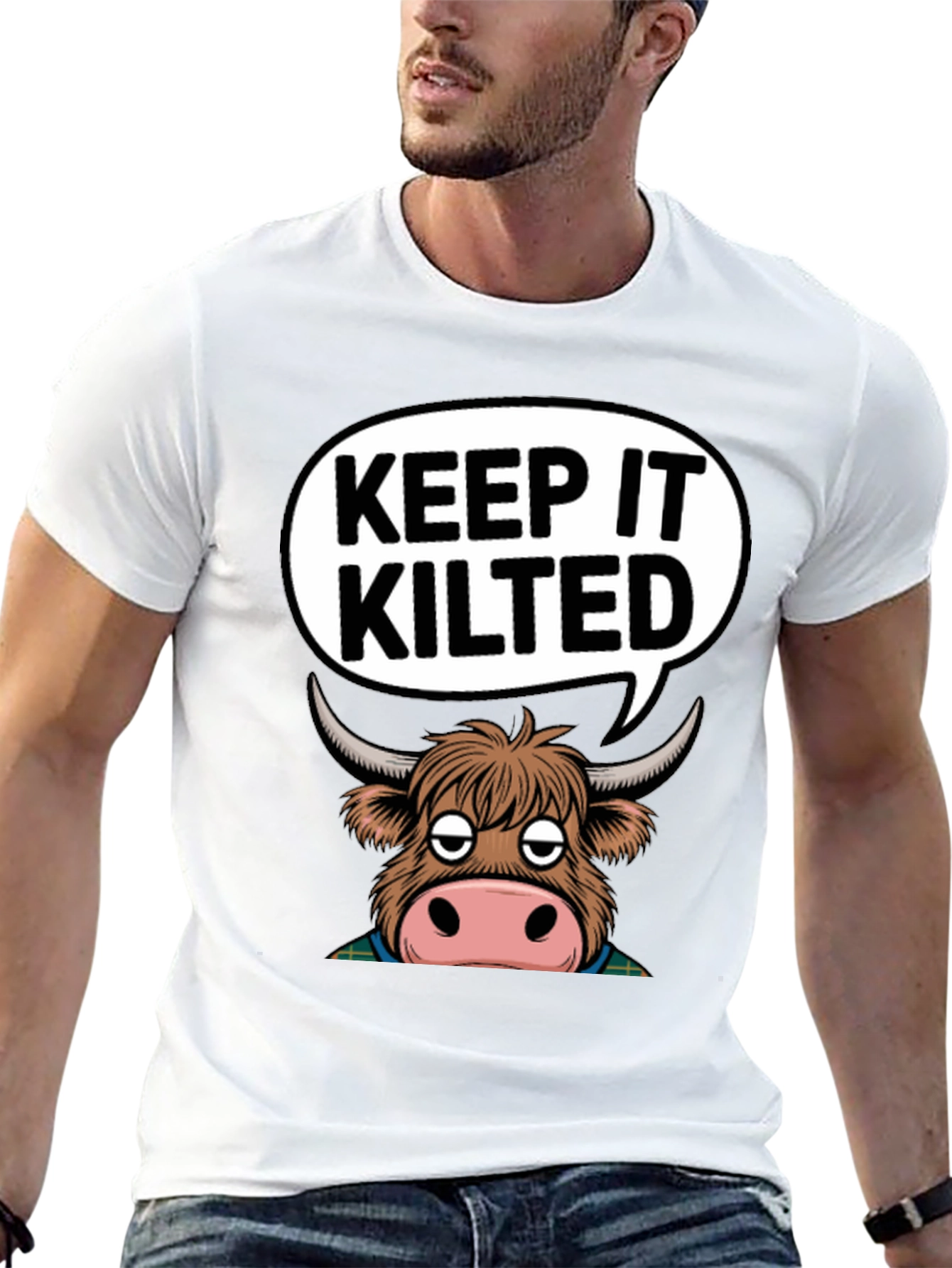 Keep It Kilted Highland Cow Graphic T-Shirt