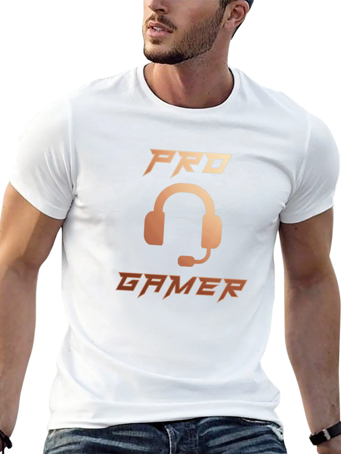 Pro Gamer Black T-Shirt with Headset Graphic