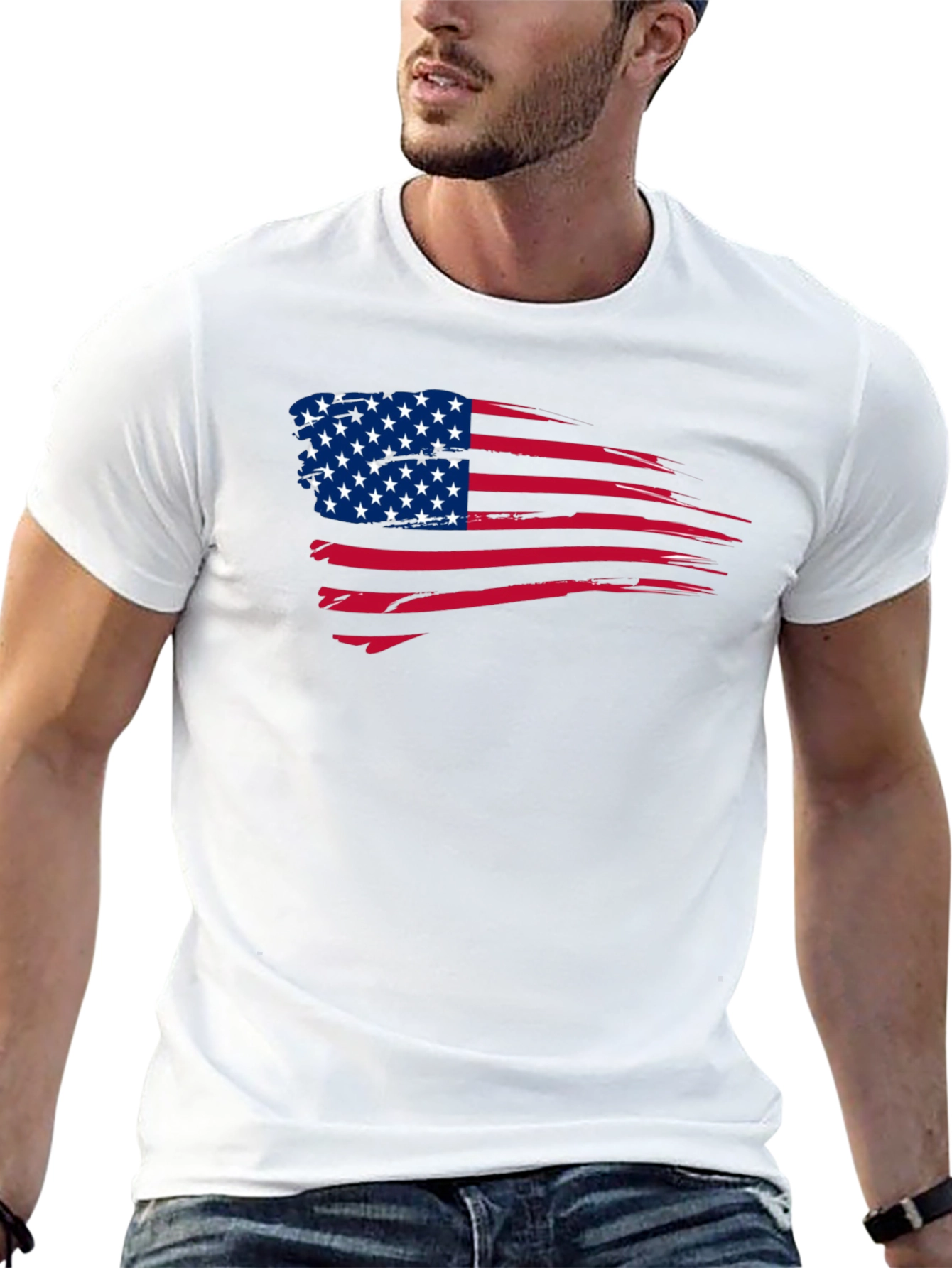 American Flag Distressed Graphic T-Shirt