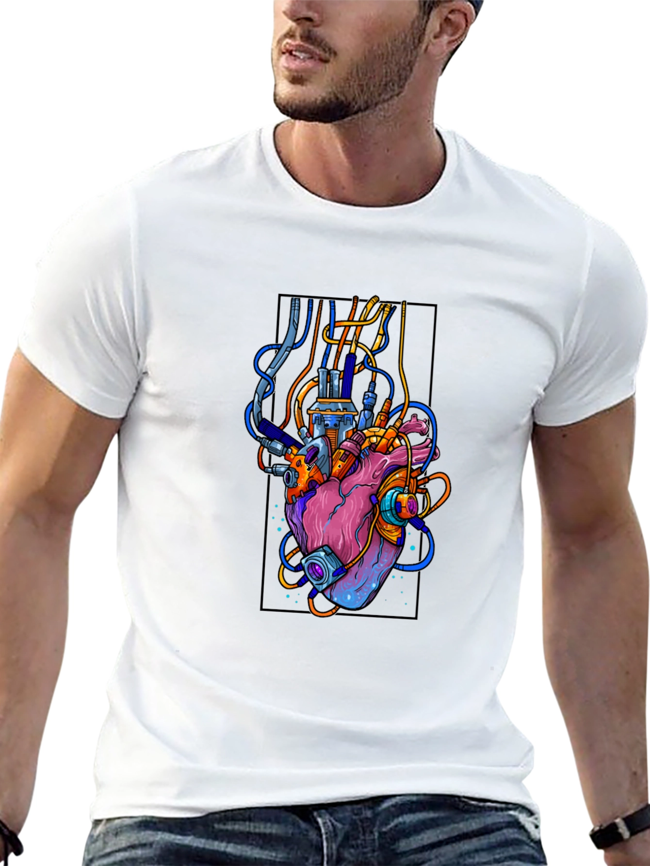 Cyberpunk Heart T-Shirt - Futuristic Anatomy Tee