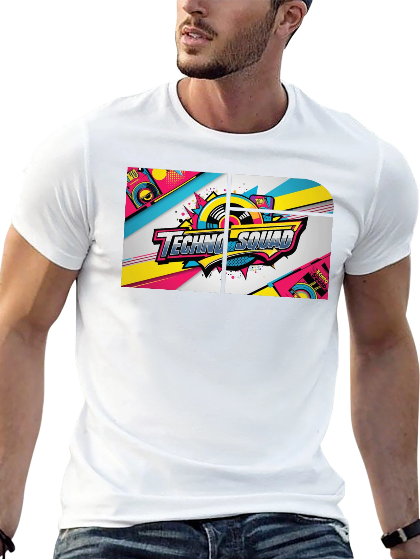 Techno Squad Graphic Tee - Black Crew Neck