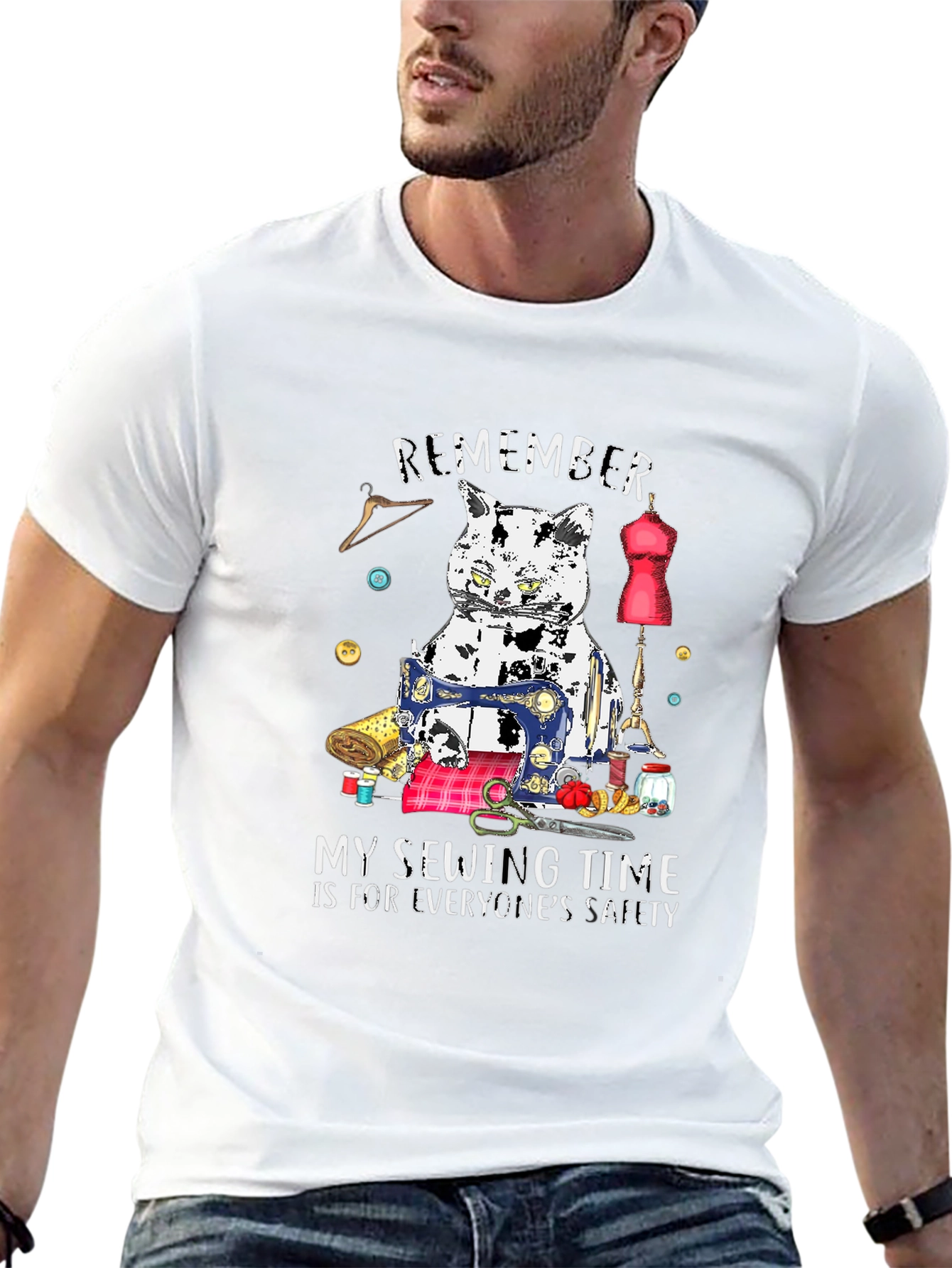 Sewing Cat T-Shirt - Funny Hobby Tee