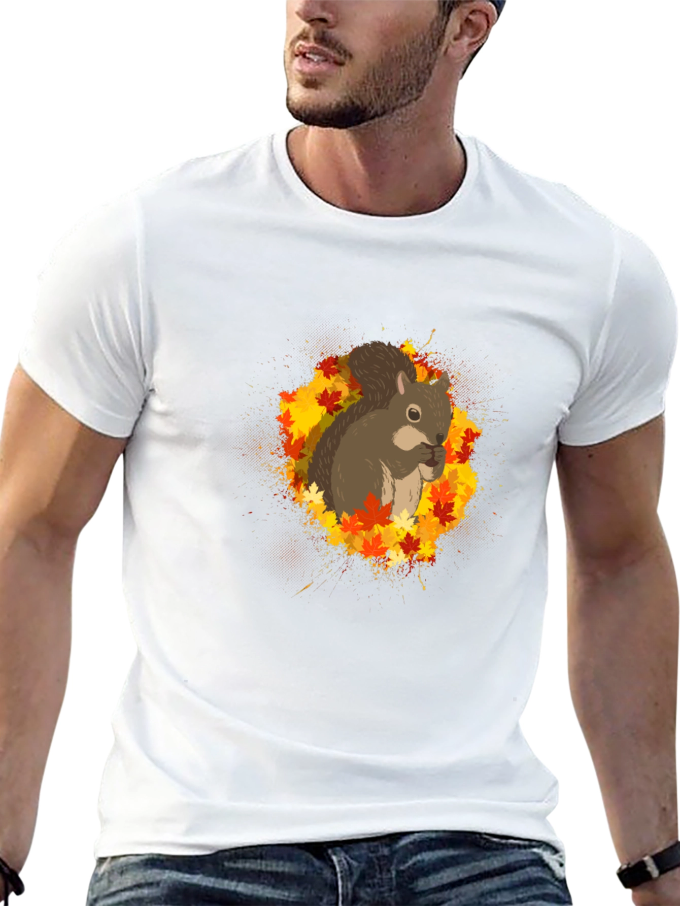 Squirrel Autumn Leaves Graphic Tee - Unisex