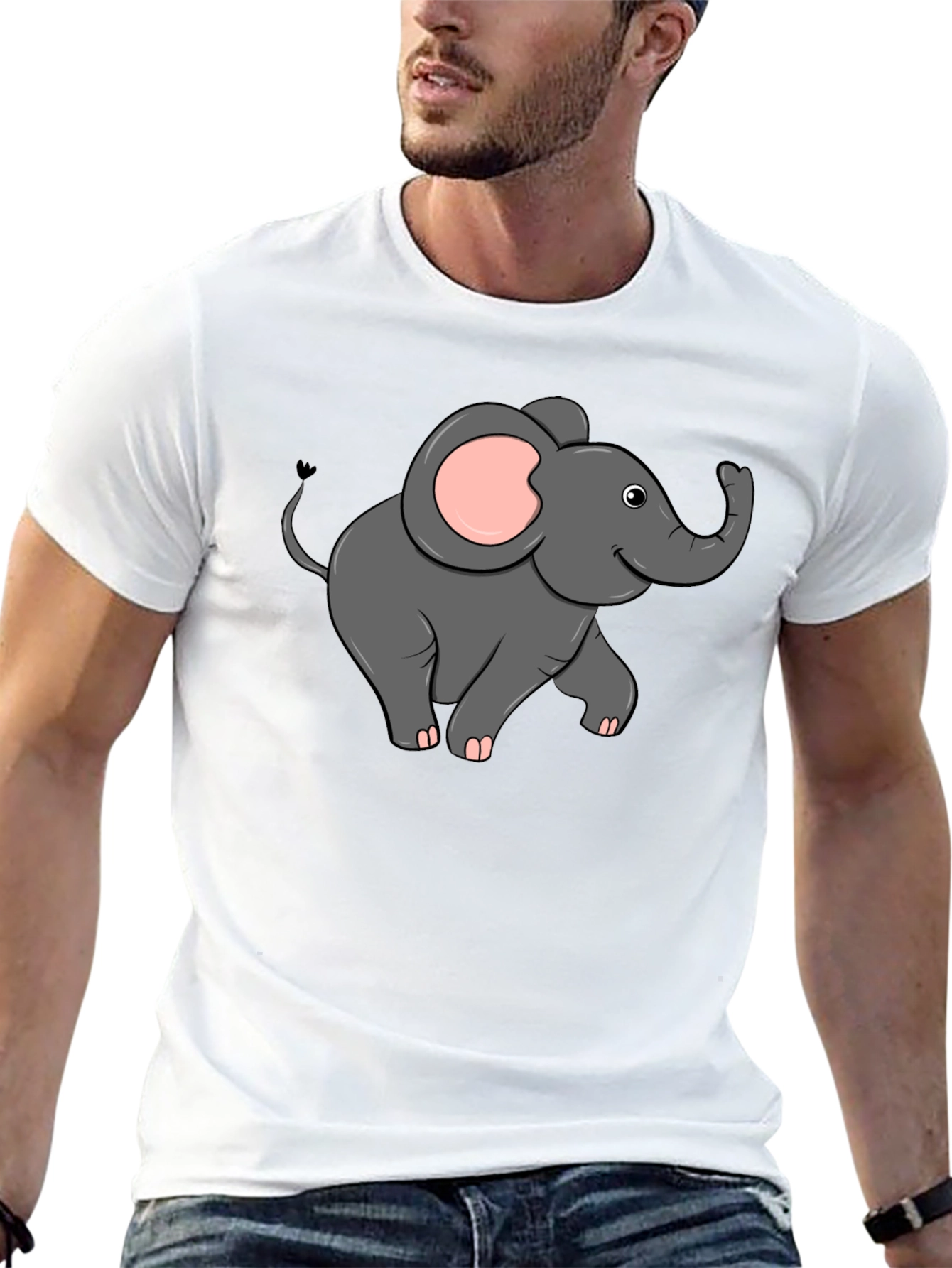 Cute Elephant Graphic T-Shirt - Black