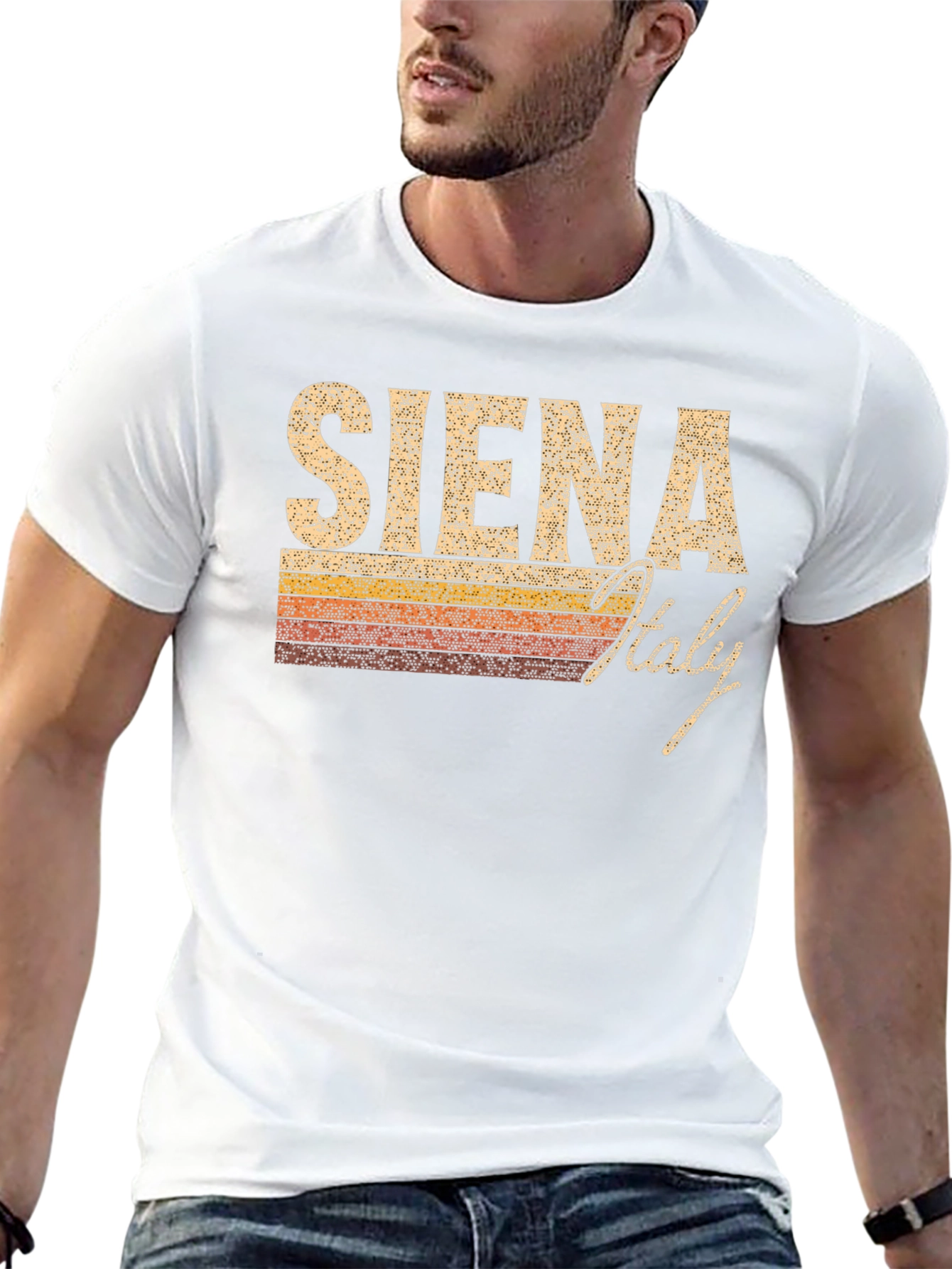 Siena Italy Retro Style Black T-Shirt