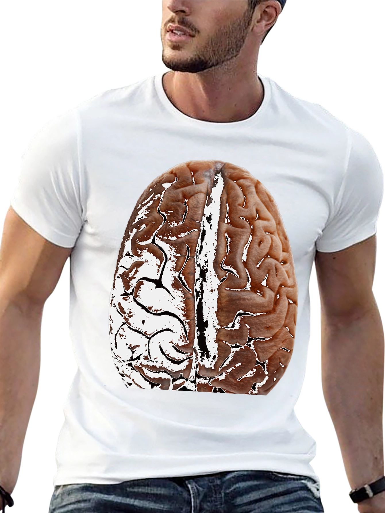 Brain Graphic Black T-Shirt - Anatomical Design
