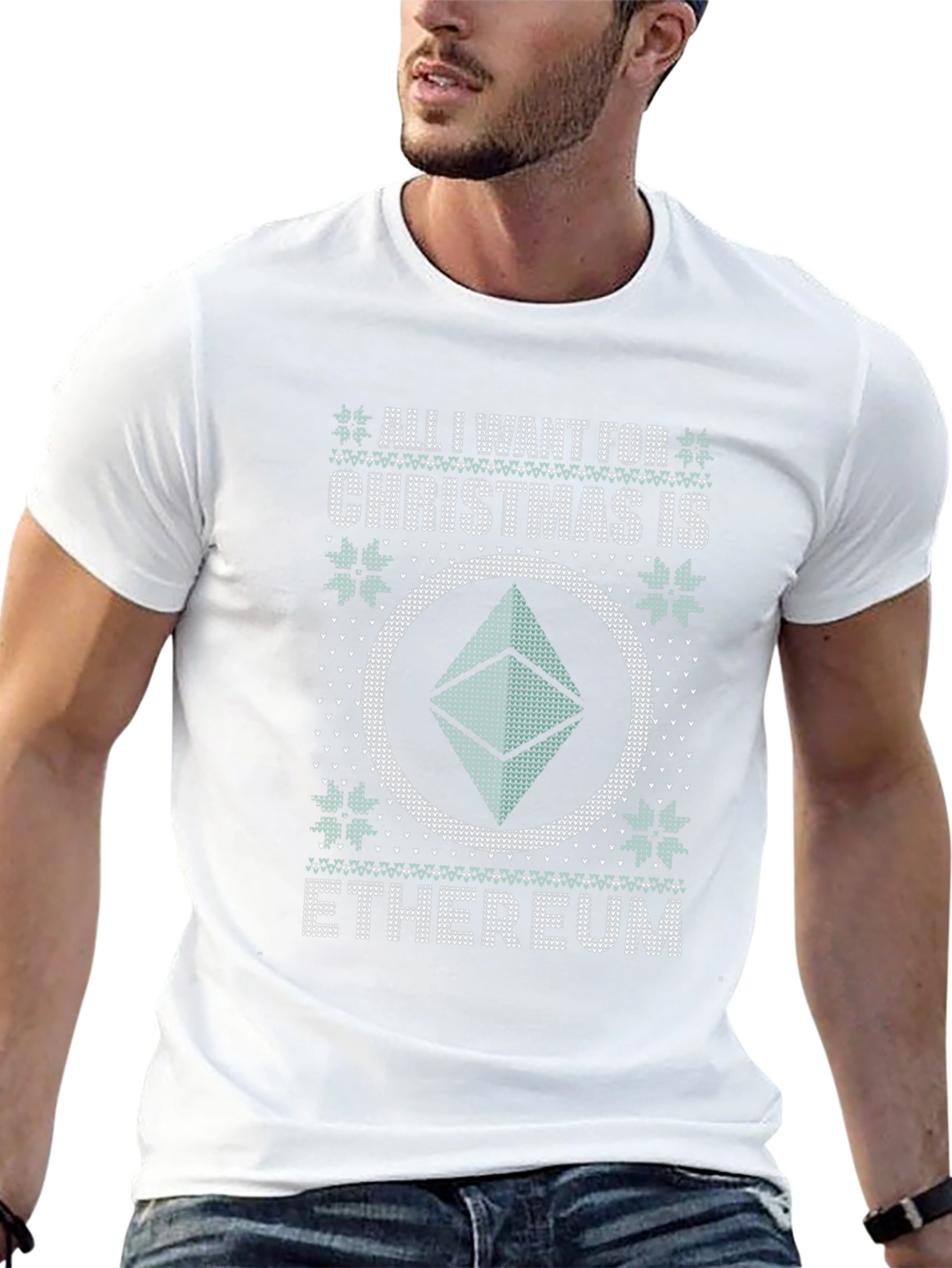 Ethereum Ugly Christmas Sweater Style T-Shirt