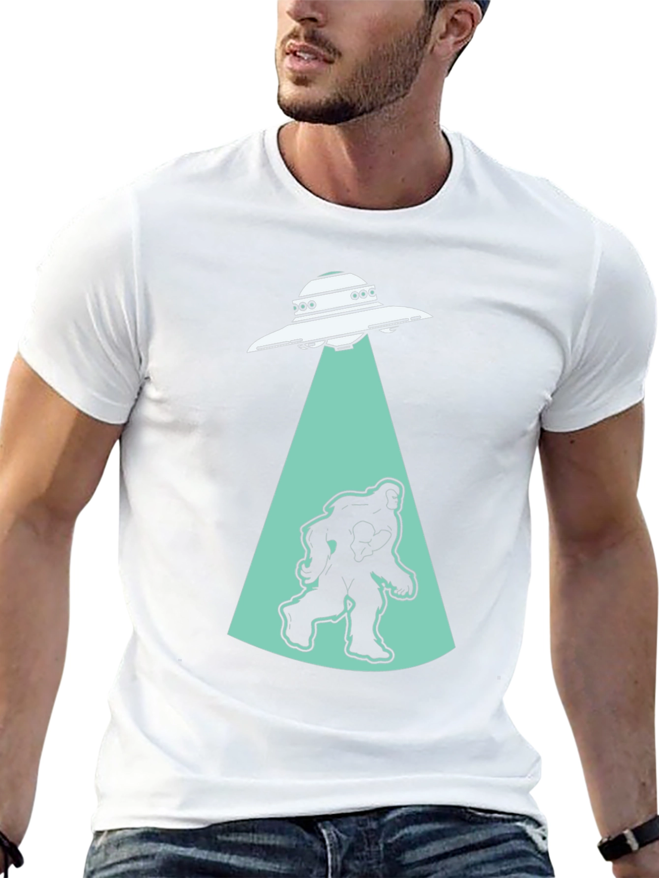 UFO Abduction Bigfoot T-Shirt - Black
