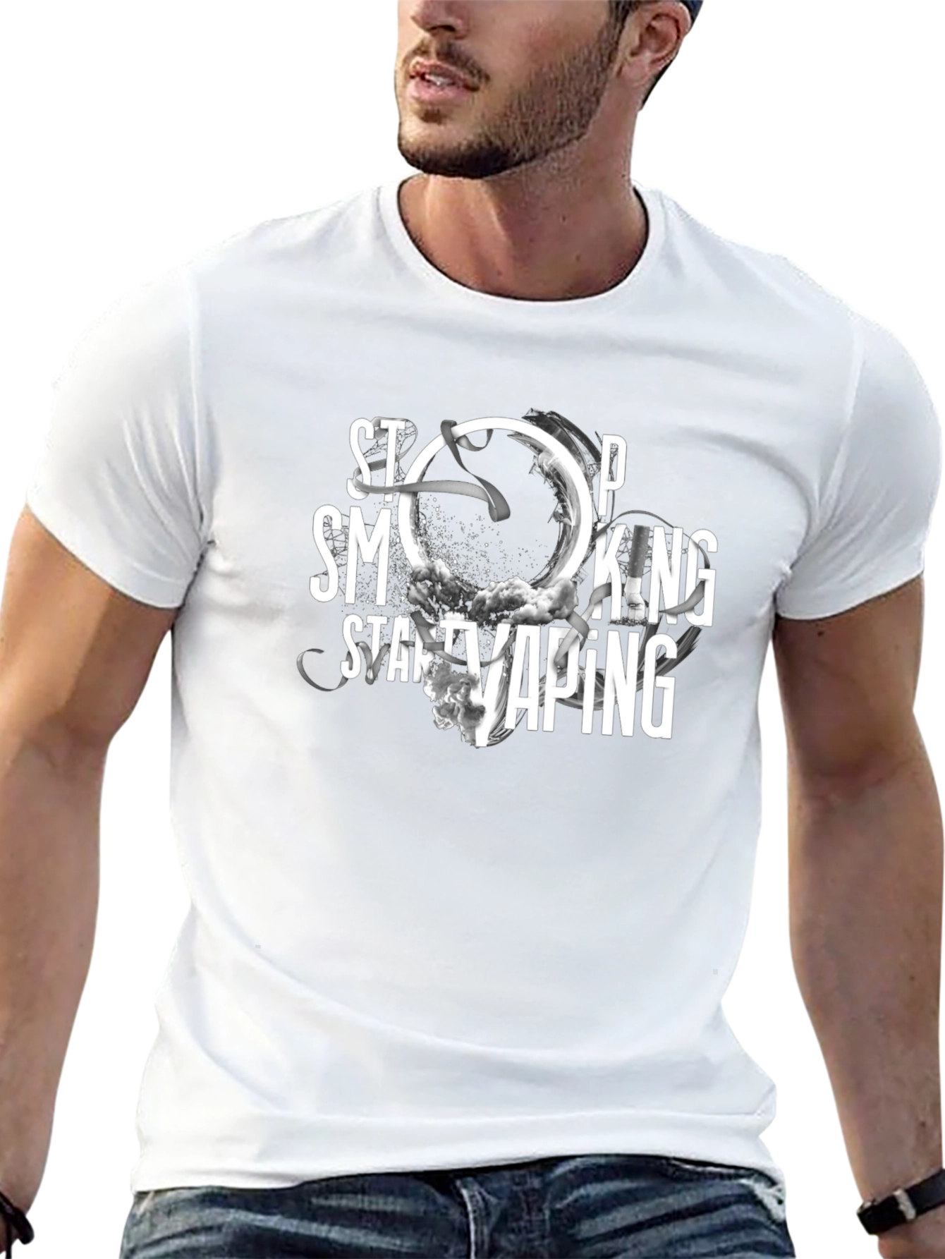 Stop Smoking Start Vaping Black T-Shirt