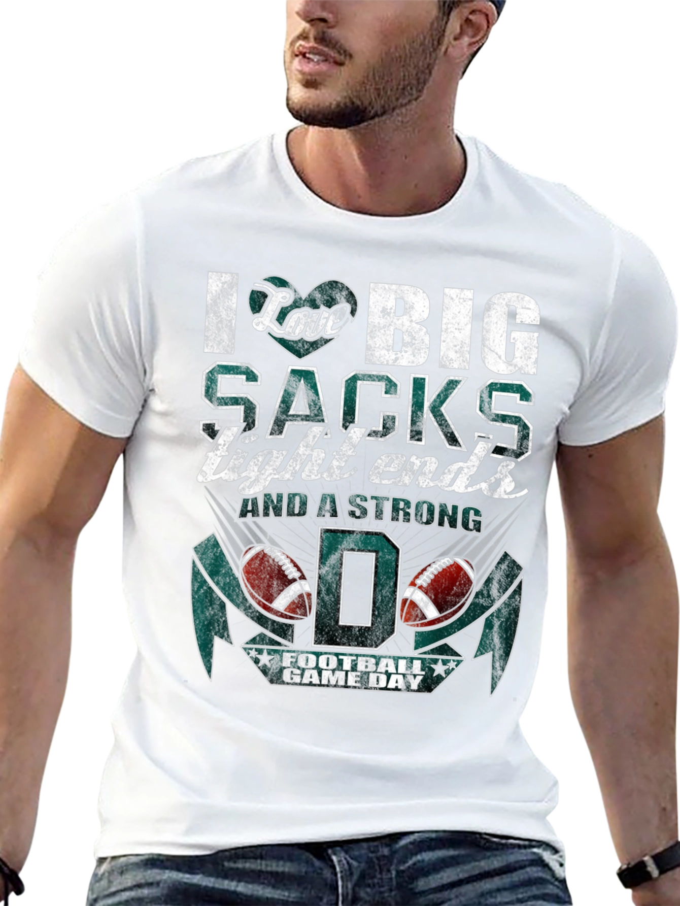 I Love Big Sacks Football Graphic T-Shirt