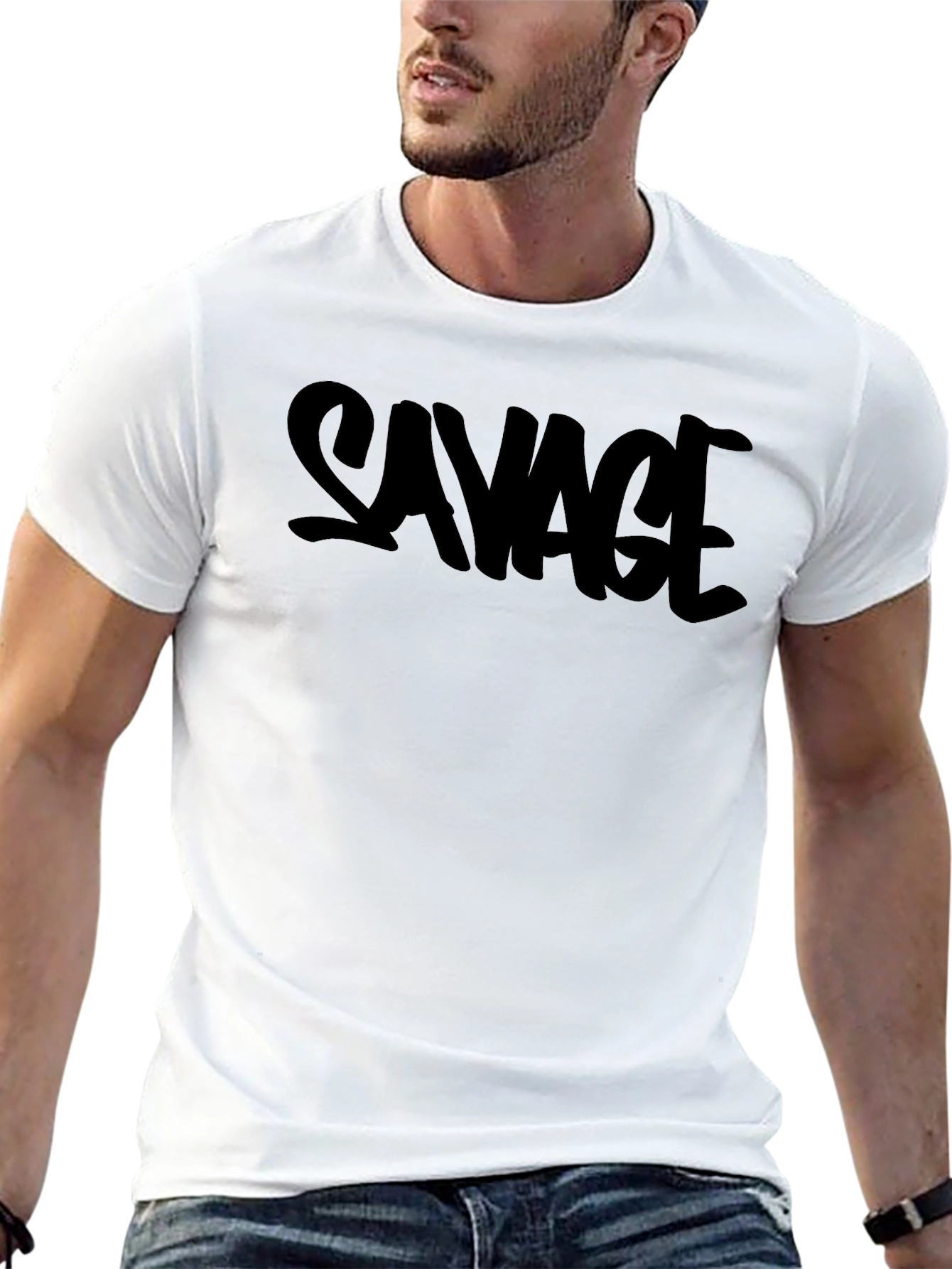 Savage Graphic Print T-Shirt - Black Cotton Tee