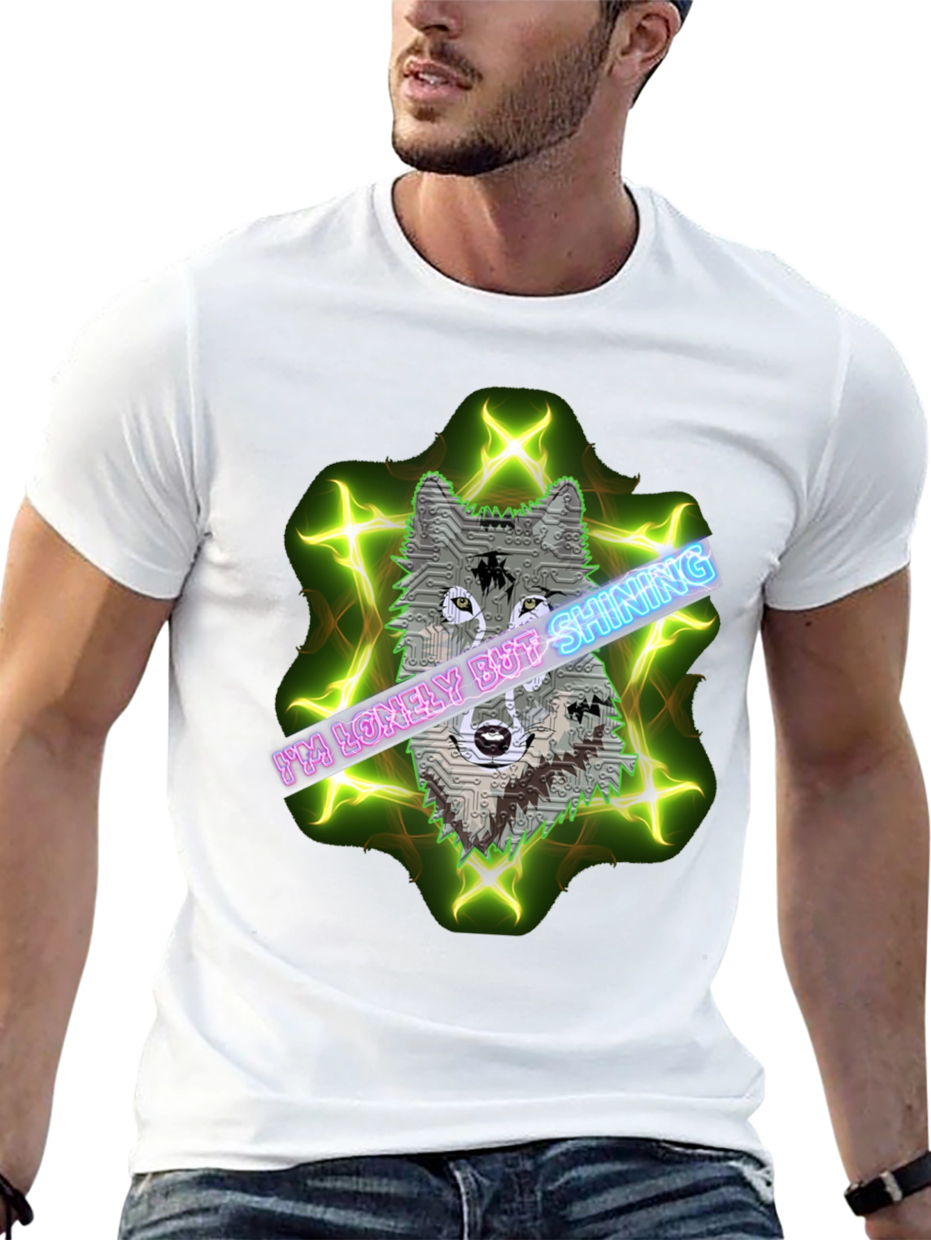 Lonely Shining Wolf Graphic Tee