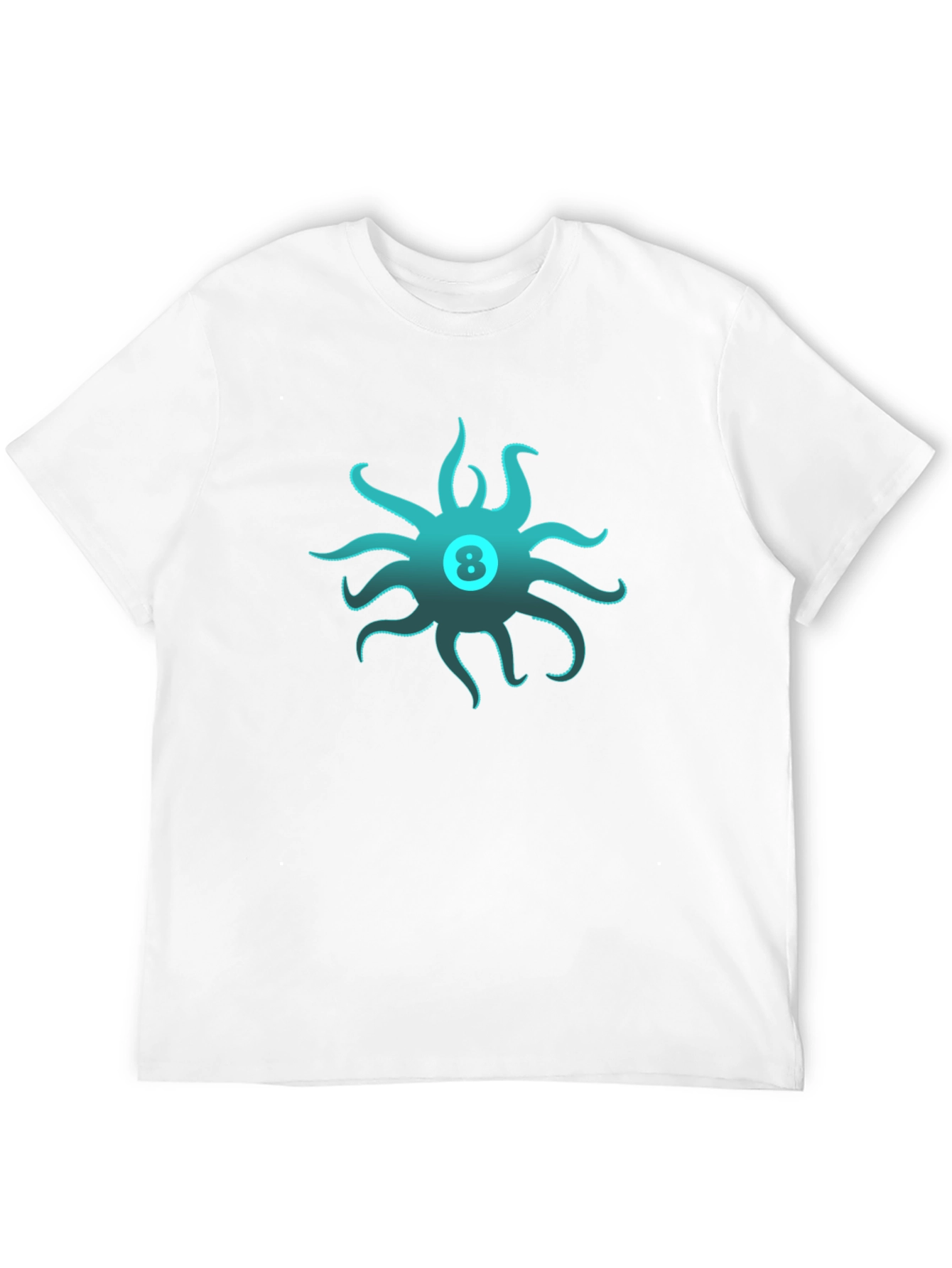 Mens Black T-Shirt with Octopus Eight Ball Design