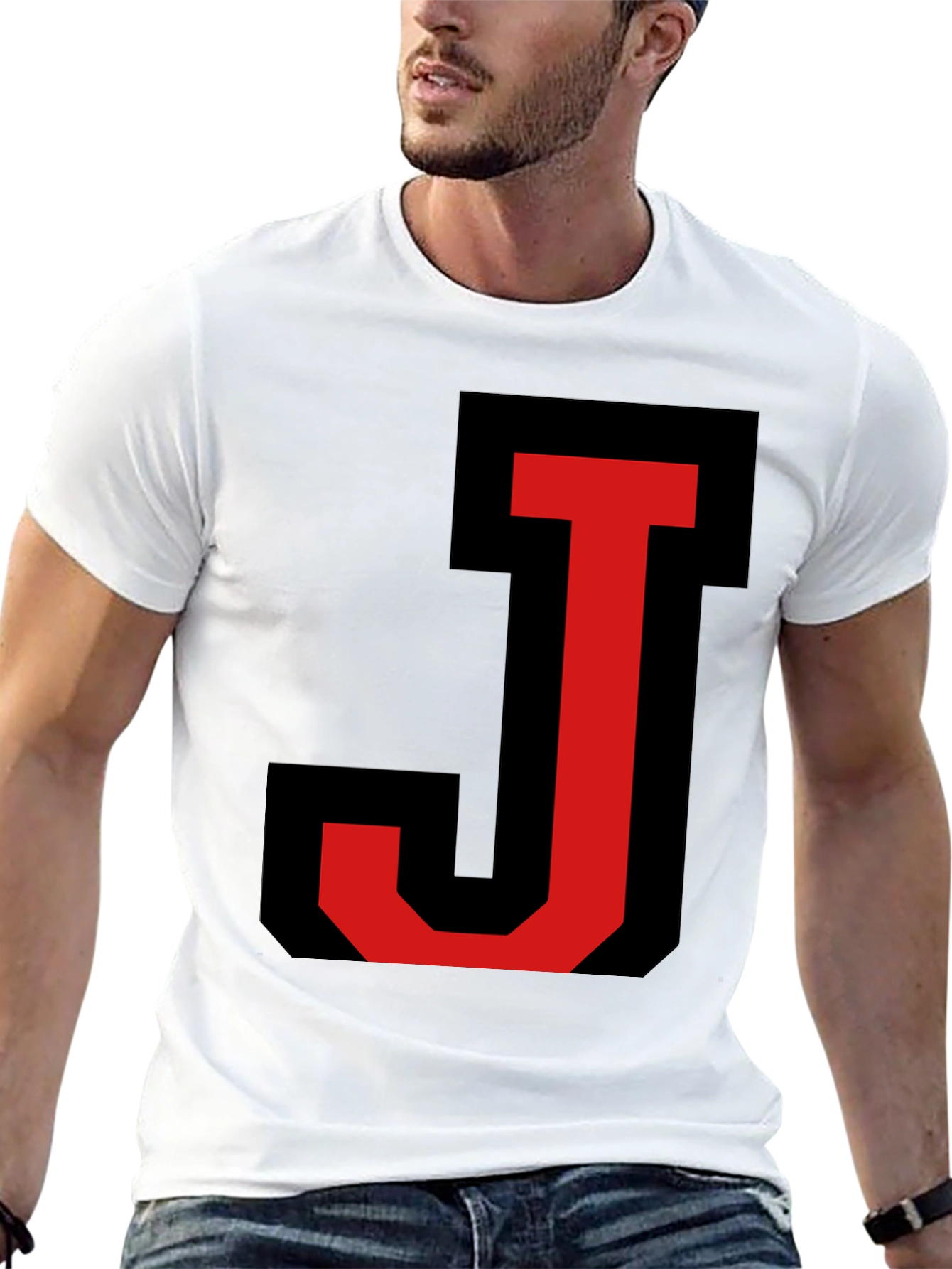 Bold Initial J Graphic Black T-Shirt