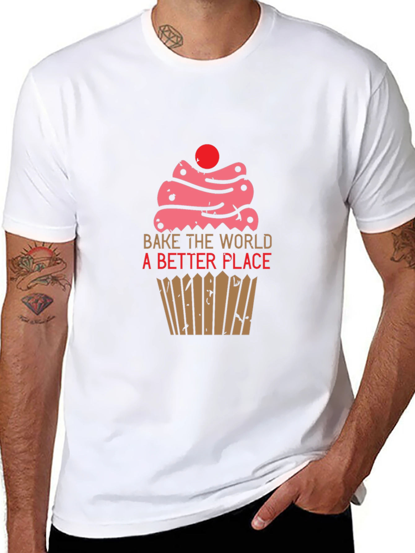 Bake the World Better T-Shirt - Cupcake Design