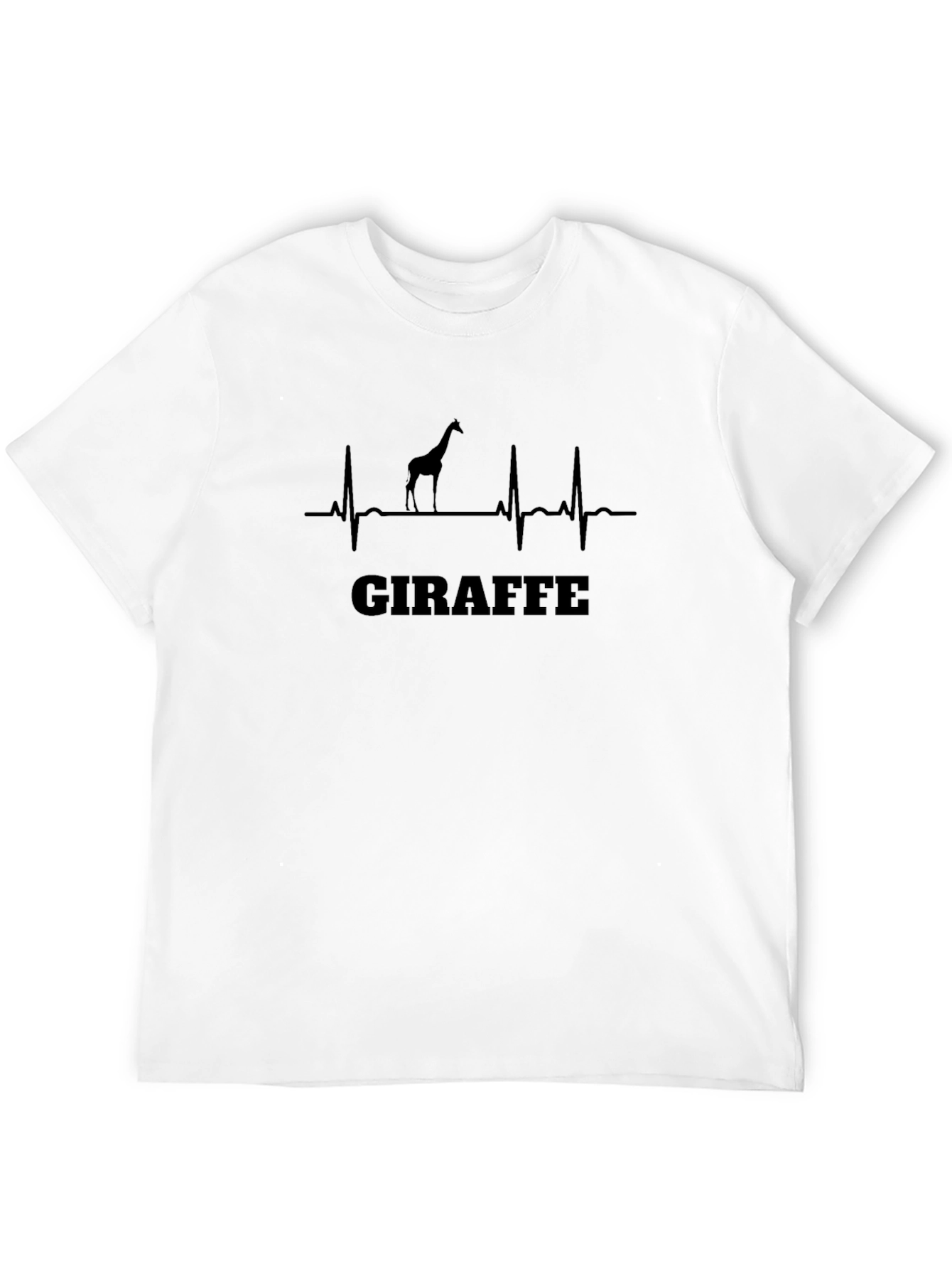 Giraffe Heartbeat Graphic Tee - Black Cotton T-Shirt