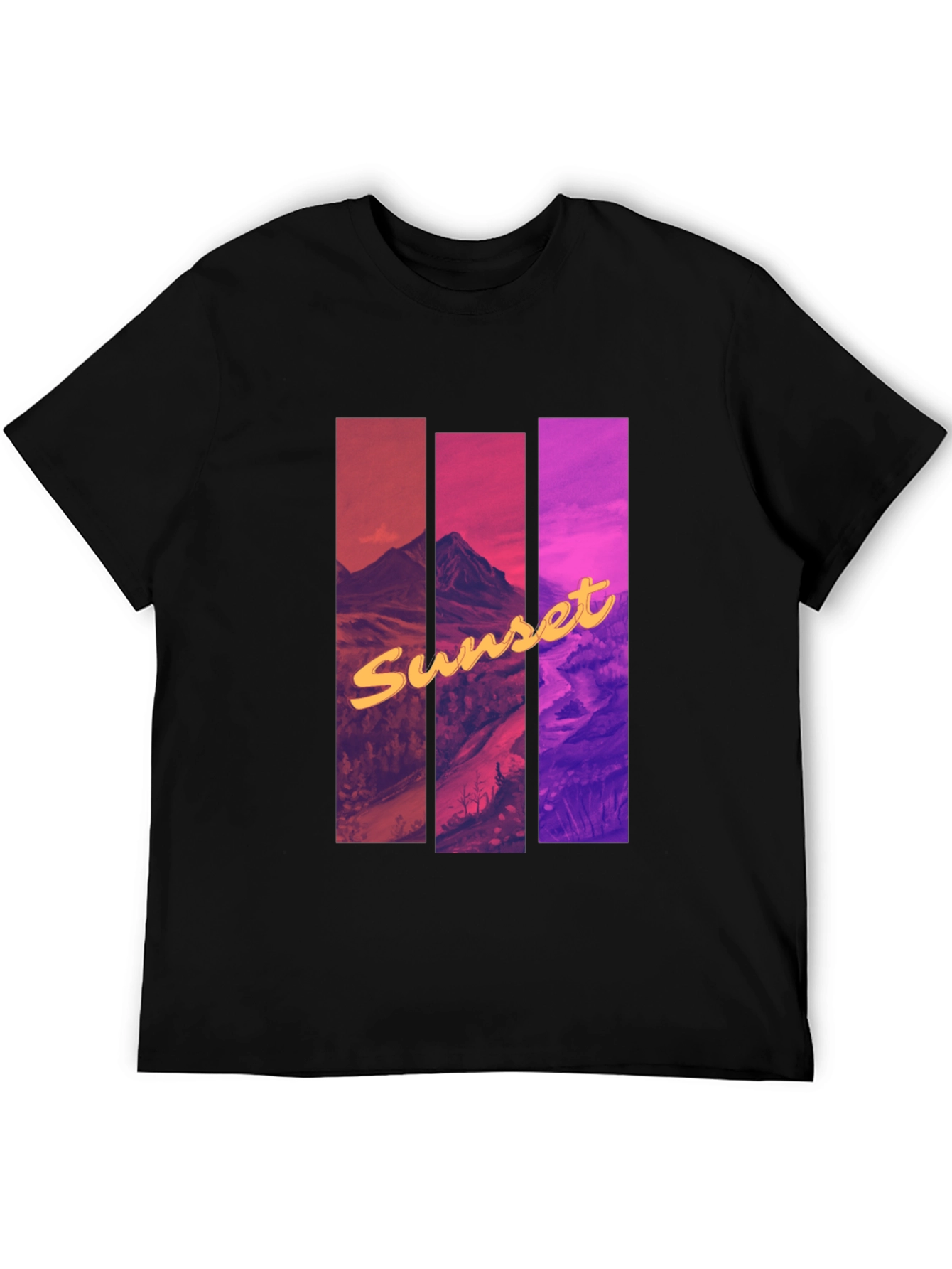 Sunset Mountain Graphic Tee - Black Cotton Blend