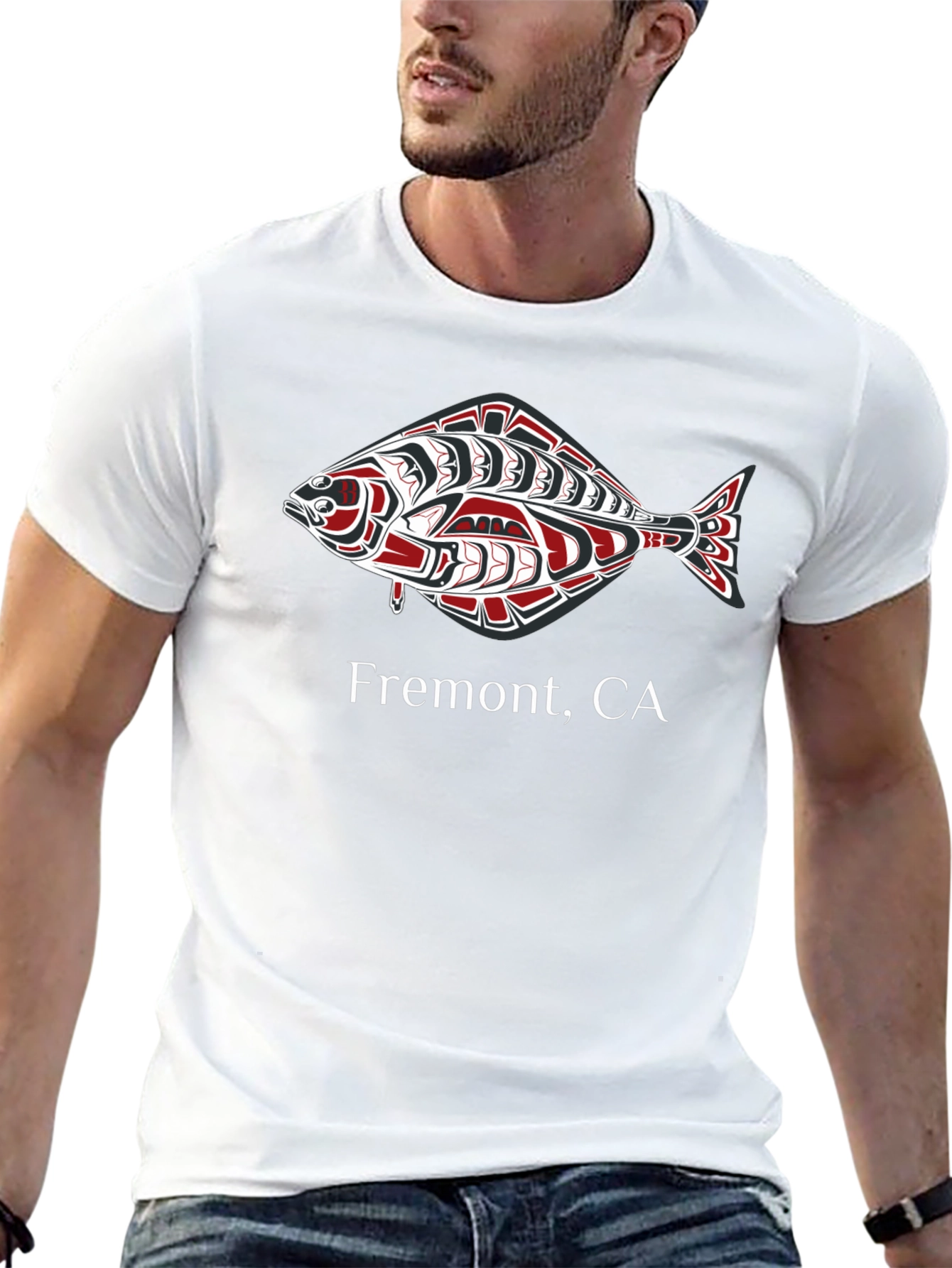 Fremont CA Fish Graphic T-Shirt - Black