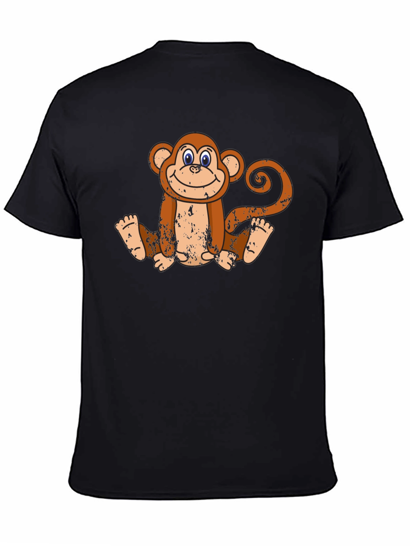 Smiling Monkey Graphic Tee - Casual Black T-Shirt