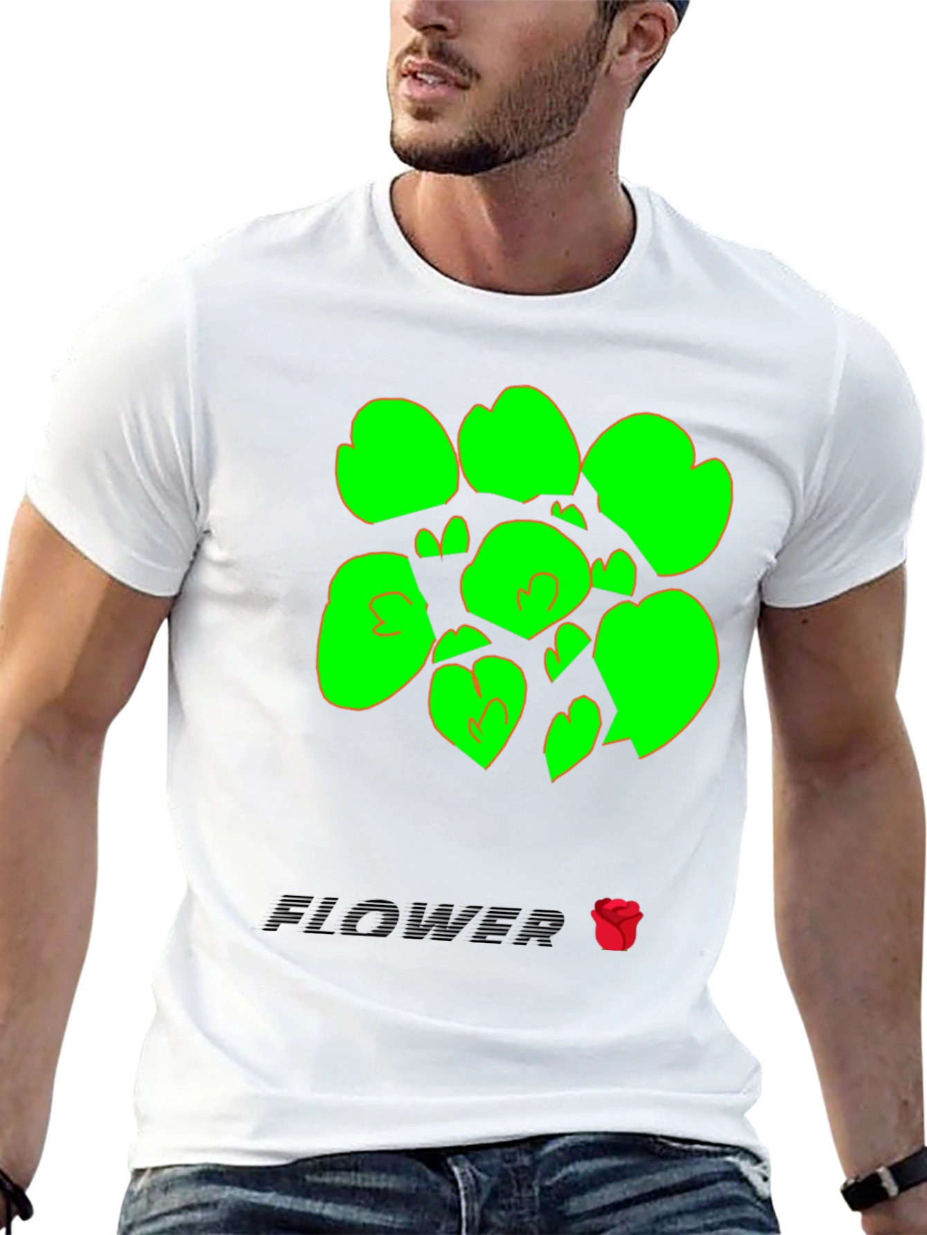 Abstract Flower Graphic Tee - Black